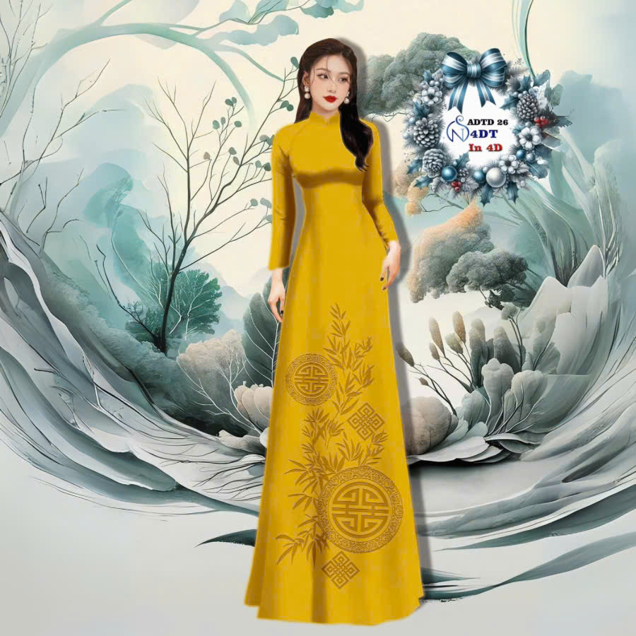 VẢI ÁO DÀI TÂY ĐÔ – LỤA TÔ CHÂU IN 4D HỌA TIẾT CHỮ THỌ VÀ LÁ TRÚC