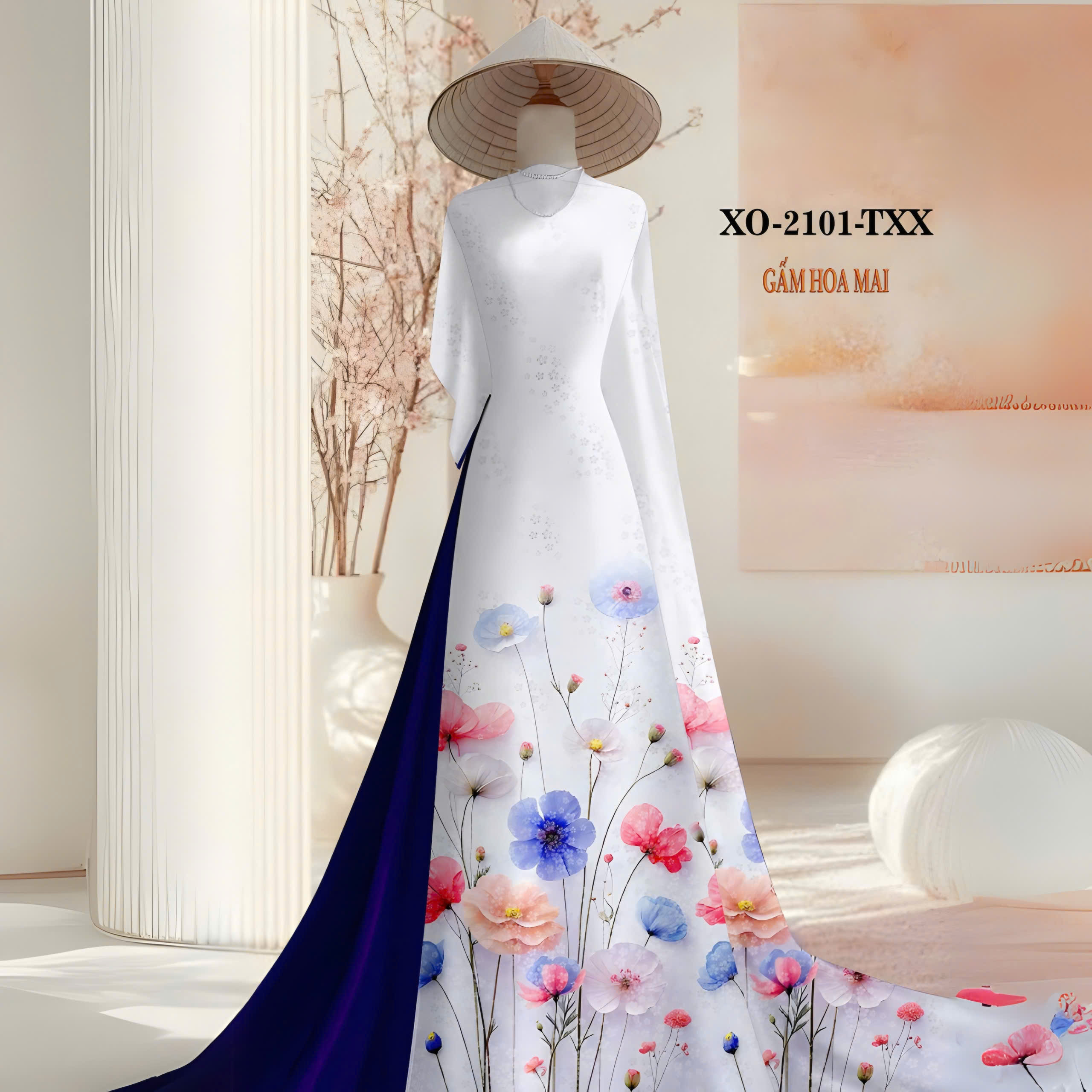 Tây Đô - Vải May Áo Dài Hoạ Tiết In 3D Nhẹ Nhàn, Chất Liệu Gấm Hoa Mai Siêu Đẹp