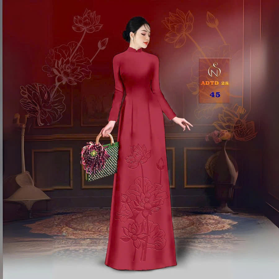 Tây Đô - Vải May Áo Dài Lụa Tô Châu In 4D Họa Tiết Hoa Sen Mới Nhất