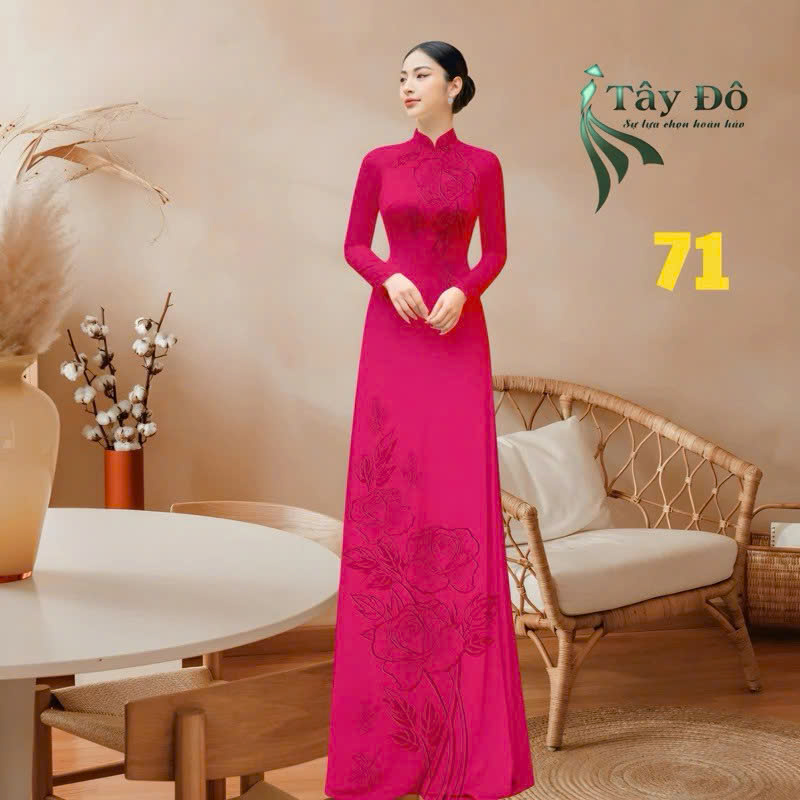 Tây Đô - Vải May Áo Dài - Lụa Tô Châu In 4D, Hoạ Tiết Hoa Hồng