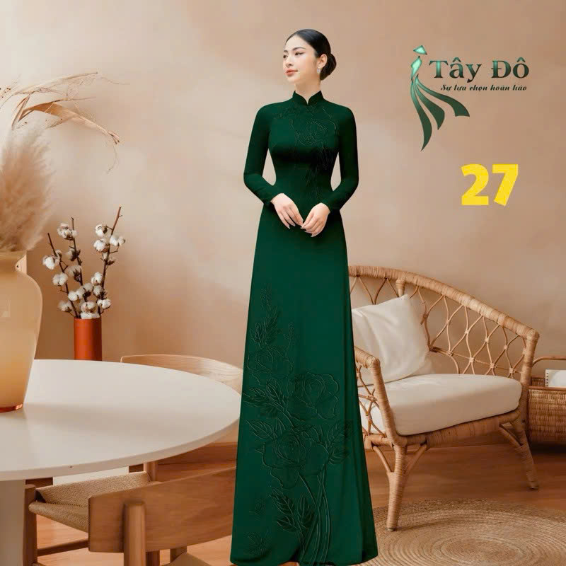 Tây Đô - Vải May Áo Dài - Lụa Tô Châu In 4D, Hoạ Tiết Hoa Hồng