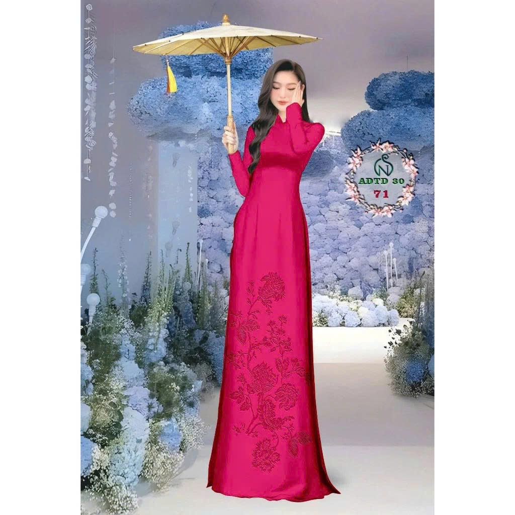 Tây Đô - Vải May Áo Dài Lụa Tô Châu In 4D Họa Tiết Hoa Mào Gà Mới Nhất