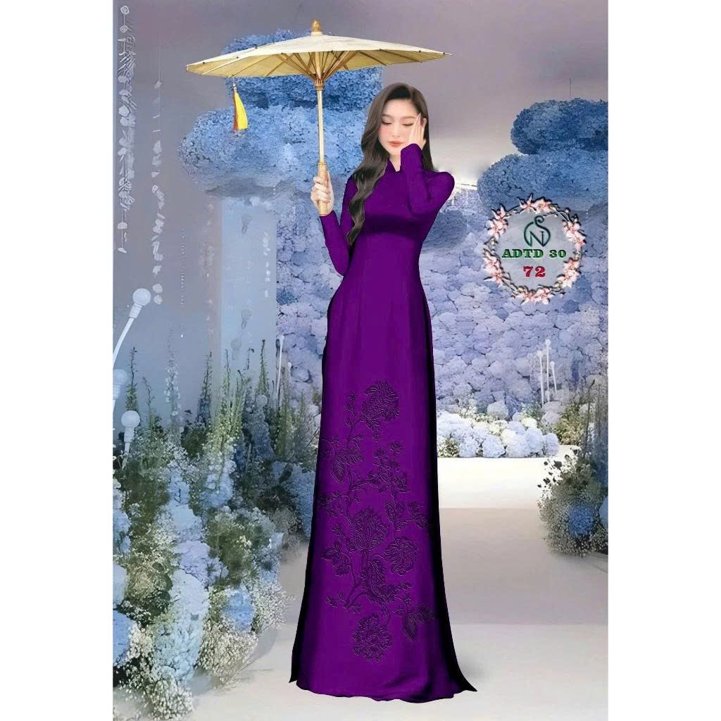 Tây Đô - Vải May Áo Dài Lụa Tô Châu In 4D Họa Tiết Hoa Mào Gà Mới Nhất