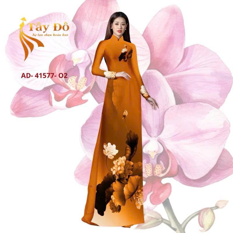 Tây Đô - Vải May Áo Dài Chất Lụa Hồng Anh Cao Cấp In 3D Hoạ Tiết Hoa Sen Loan Màu