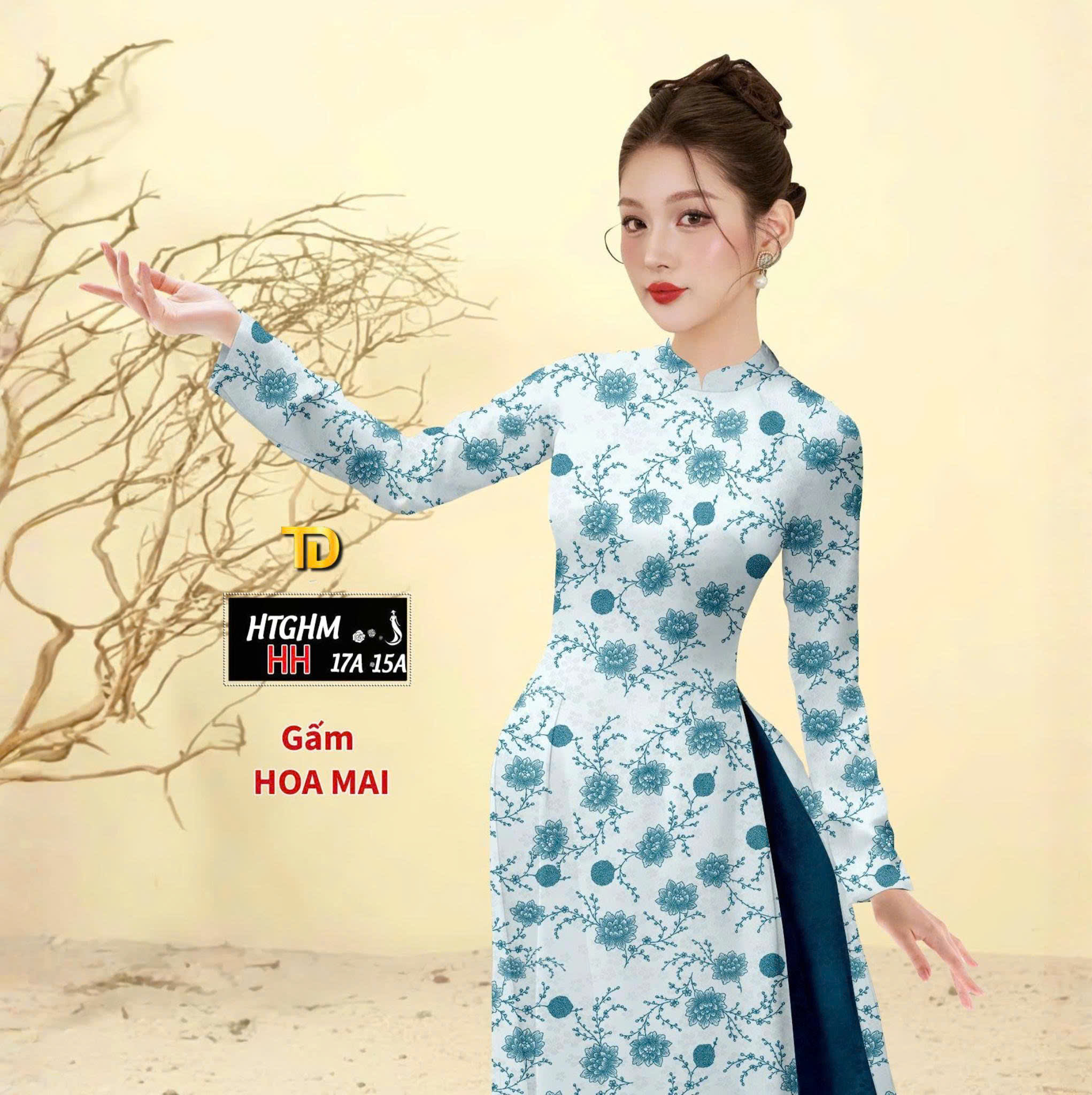 Tây Đô – Vải May Áo Dài Lụa Gấm Hoa Mai In 3D Họa Tiết Hoa Hồng Mới Nhất