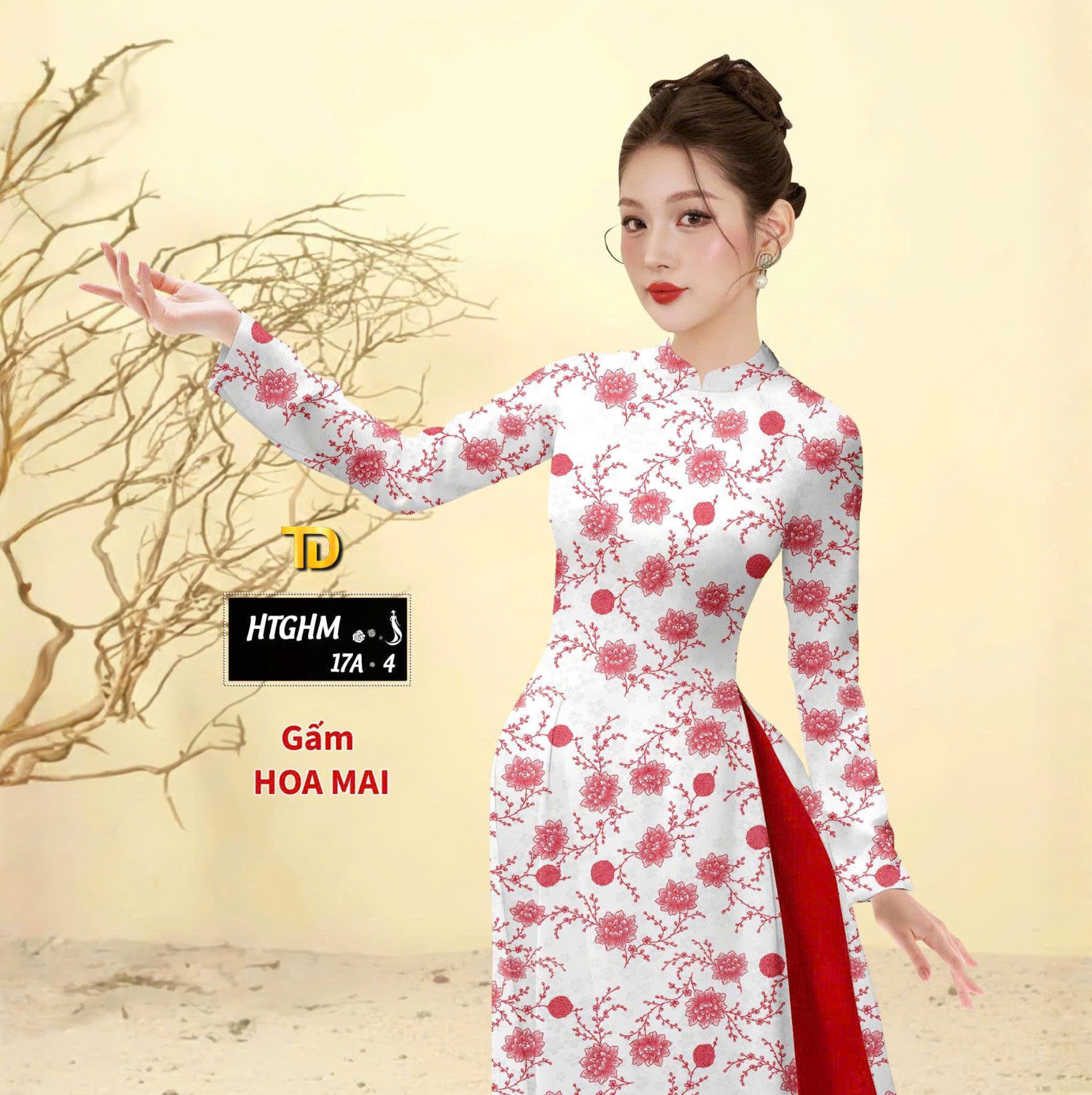 Tây Đô – Vải May Áo Dài Lụa Gấm Hoa Mai In 3D Họa Tiết Hoa Hồng Mới Nhất