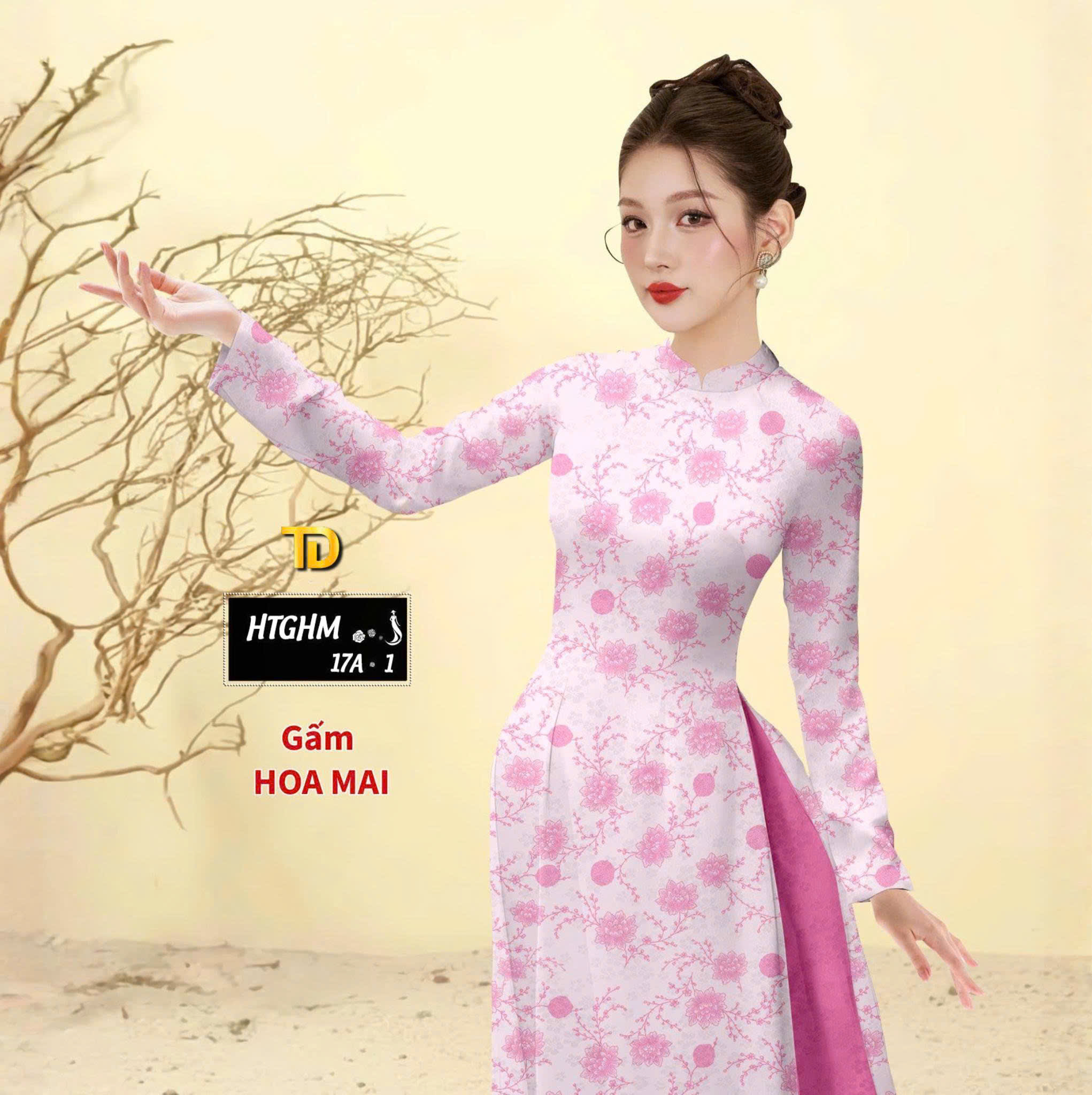 Tây Đô – Vải May Áo Dài Lụa Gấm Hoa Mai In 3D Họa Tiết Hoa Hồng Mới Nhất