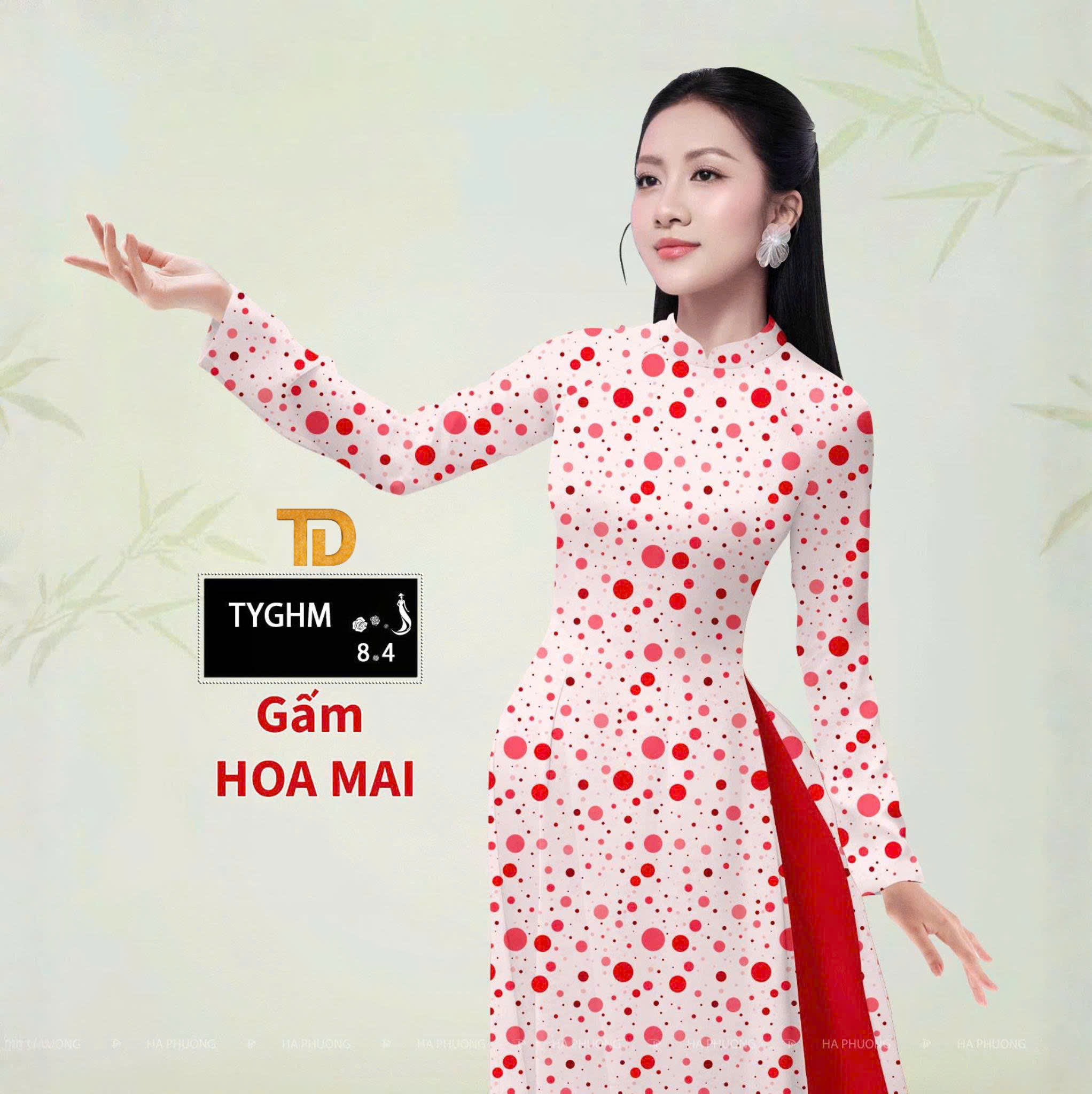 Tây Đô – Vải May Áo Dài Lụa Gấm Hoa Mai In 3D Họa Tiết Chấm Bi Mới Nhất