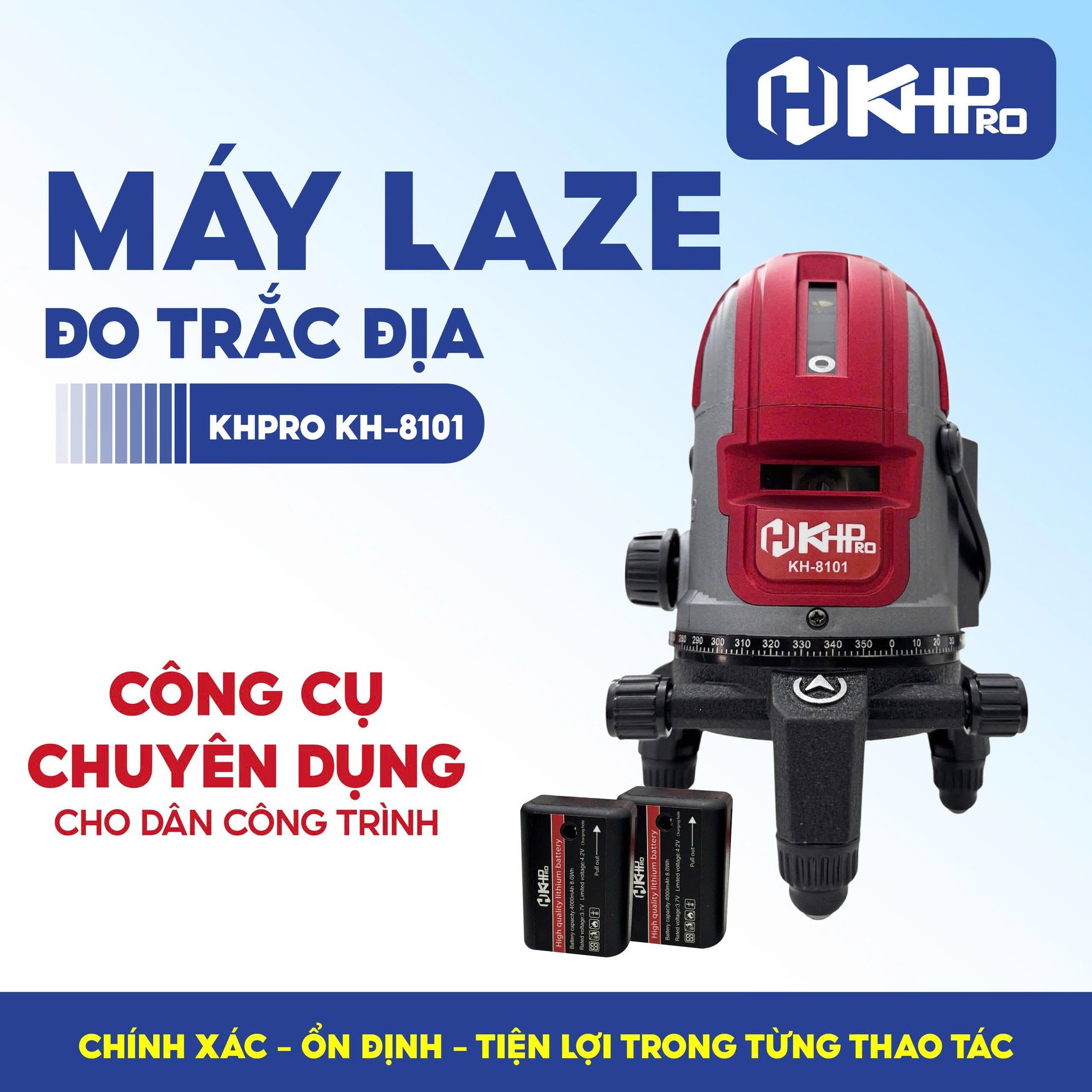 MÁY ĐO TRẮC ĐỊA LAZE KHPRO KH-8101 5 TIA SIÊU SÁNG BƯỚC SÓNG 505NM CHÍNH XÁC BỀN BỈ DỄ SỬ DỤNG DÀNH CHO THỢ CHUYÊN