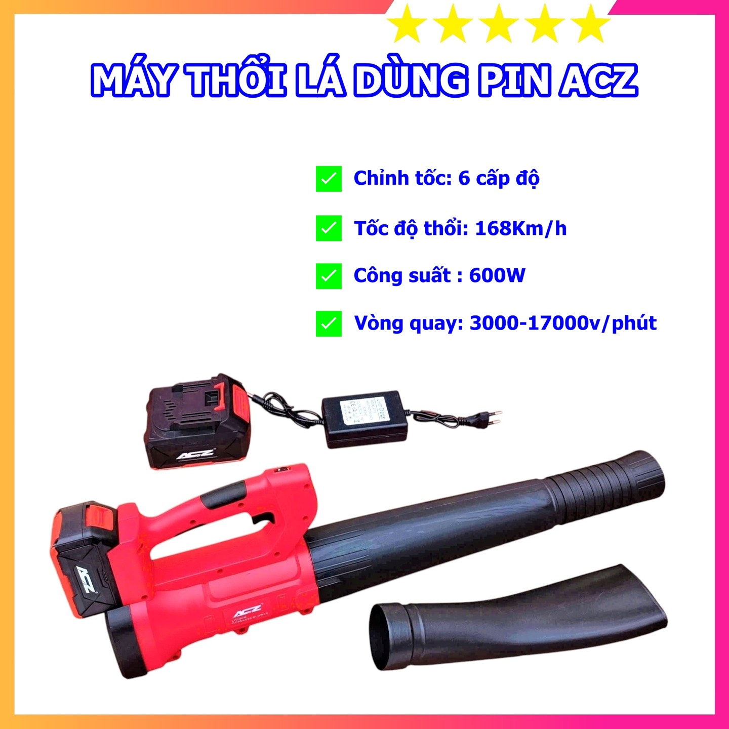 MÁY THỔI LÁ DÙNG PIN ACZ ACZ-8877 21V 5CELL CÓ CHỈNH TỐC