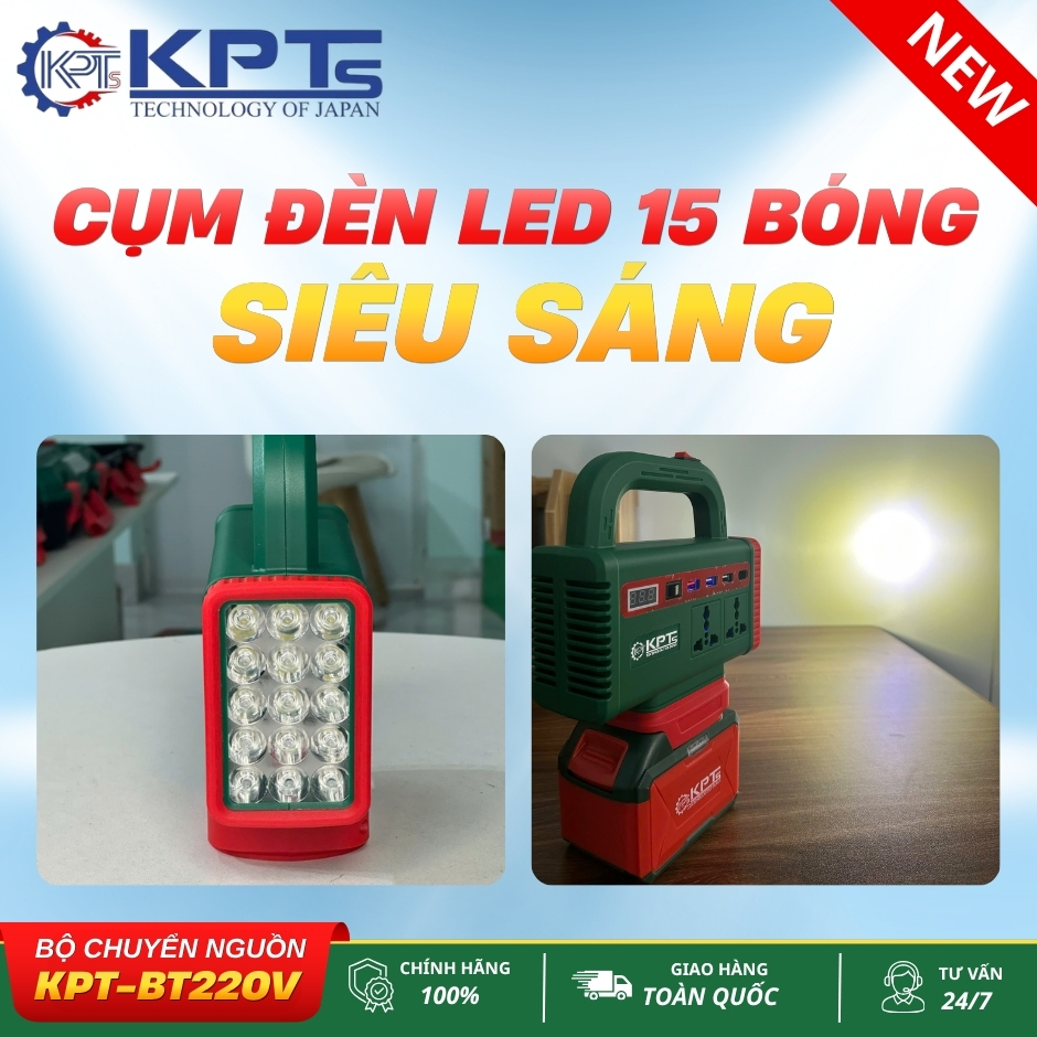 BỘ CHUYỂN ĐỔI NGUỒN THÂN ĐẾ CHUYỂN ĐỔI NGUỒN CHÂN PIN PHỔ THÔNG KHÔNG KÈM PIN KPTs KPT-BT220V TỪ PIN SANG ĐIỆN 220V CÔNG SUẤT 150W DÙNG CHO TẤT CẢ THIẾT BỊ ĐIỆN TIỆN DỤNG MỌI LÚC MỌI NƠI CÓ ĐÈN PIN CHIẾU SÁNG