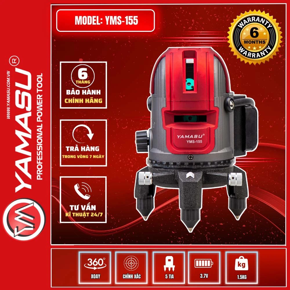 MÁY CÂN BẰNG LASER 5 TIA XANH YAMASU YSM-155 SIÊU SÁNG