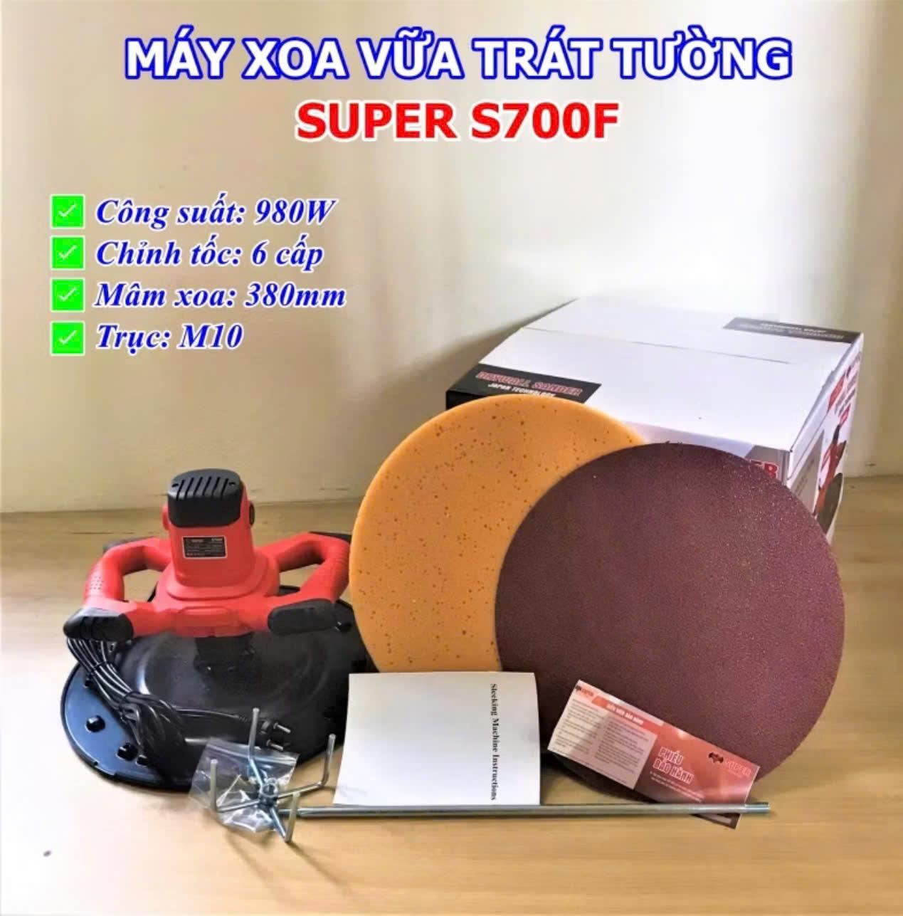 Máy Xoa Vữa Trát Tường  S700F - 980w - 220v 6 Tốc Độ Thuong Hiệu SUPER Bảo Hành Chính Hãng