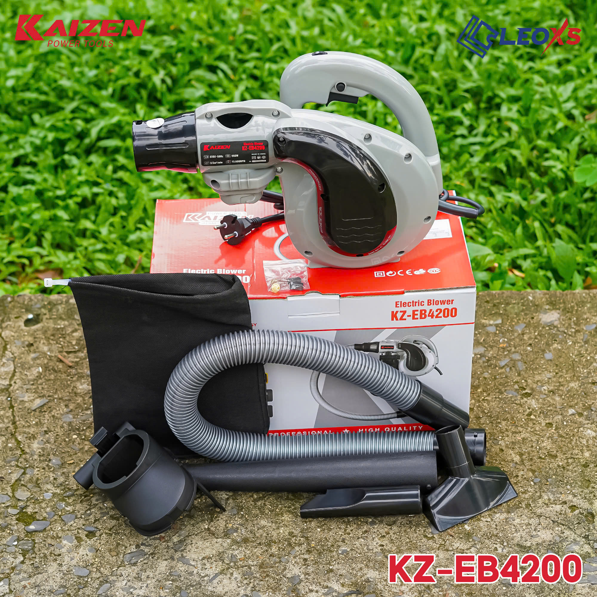 Máy Thổi Bụi Hút Bụi 2 Chiều KAIZEN KZ-EB4200 900W 220V Thổi Lá Vệ Sinh Ô Tô Máy Tính Tốc Độ 13000V/P