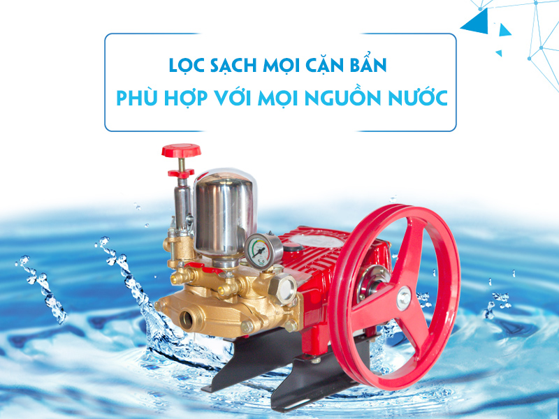 ĐẦU MÁY RỬA XE DÂY ĐAI LUCKY HL45 MÀU ĐỎ GÂN TY THÉP 30MM