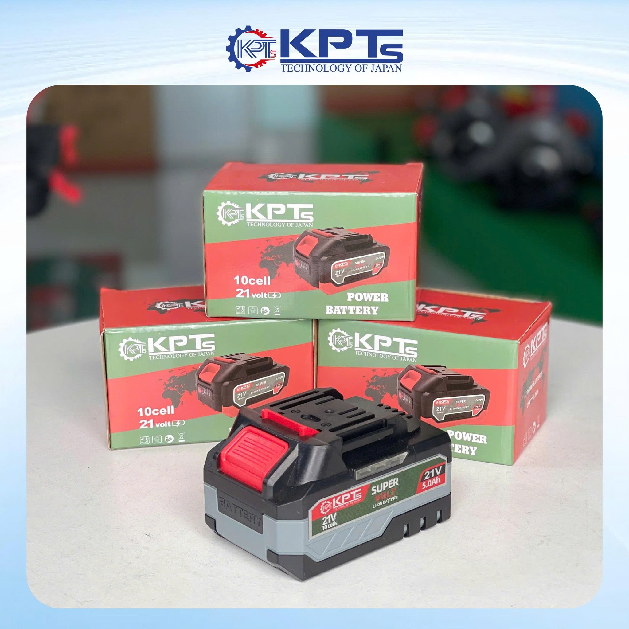 Pin 21V KPTs PIN-10CELL 10 Cell 5.0Ah Chân M21 Lithium-Ion Dùng Cho Máy Khoan Máy Mài Máy Siết Bulông