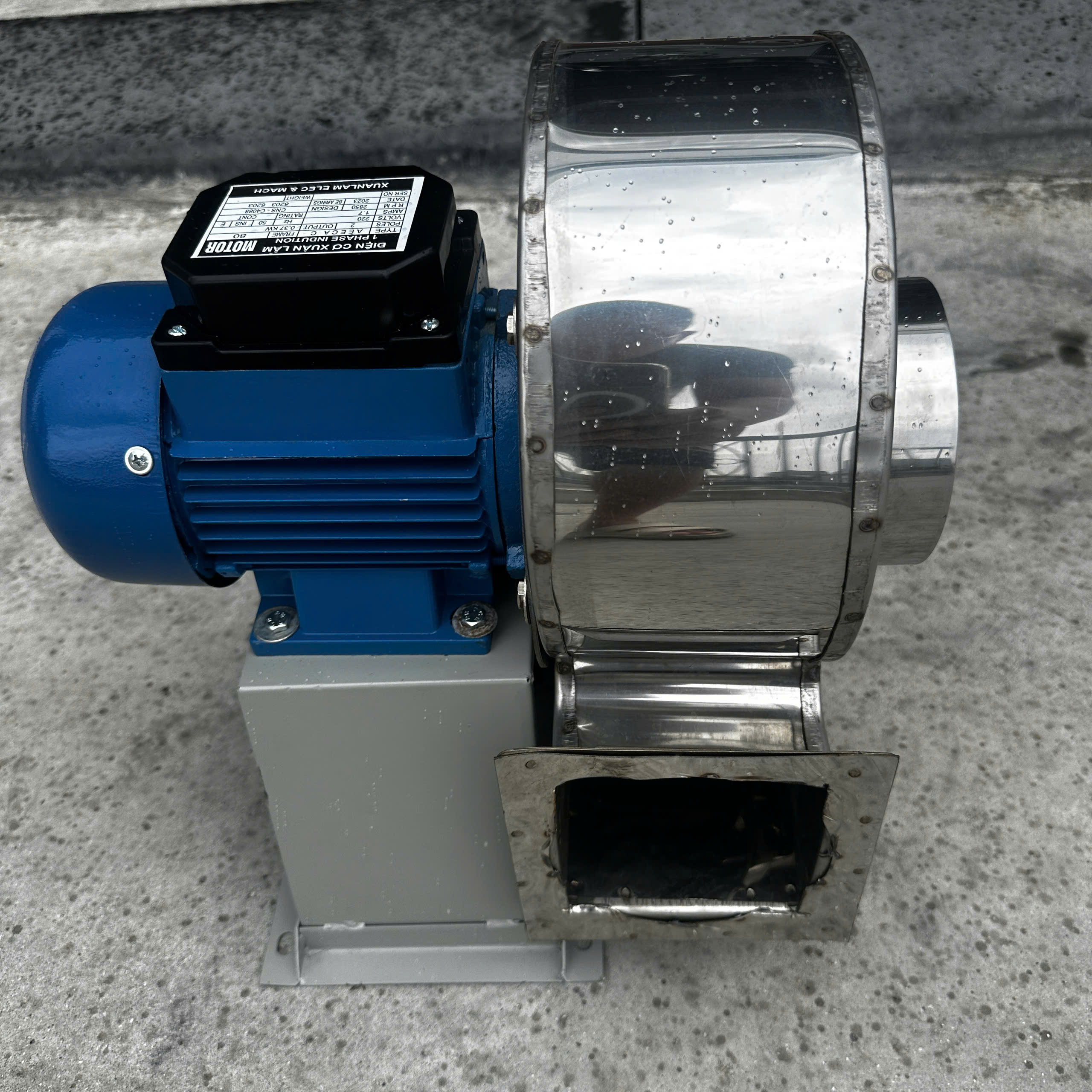 Quạt Sên Ly Tâm Quạt Hút 370W 220V Cánh Lồng Sóc Inox 304 Hút Khói Hút Mùi