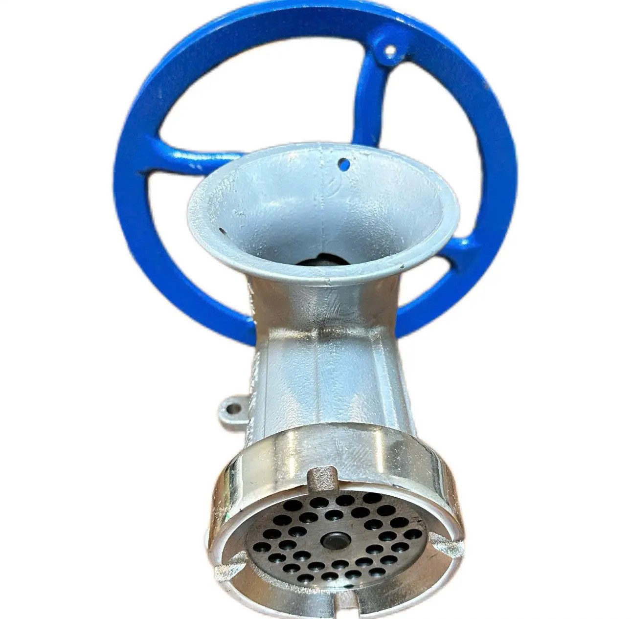 CỐI ĐÙN THỊT MẠ INOX CÔNG NGHIỆP DÙNG CHO MOTO 2.2kW KÈM PHỄU INOX DAO LÀM BẰNG THÉP KHÔNG RỈ THÂN GANG DẦY BỀN BỈ