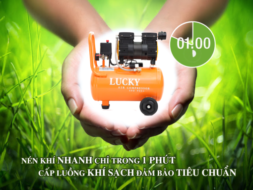 MÁY NÉN KHÍ SẠCH 15L MÁY NÉN KHÍ KHÔNG DẦU LUCKY H15L 1/2HP 15L ISO 9001