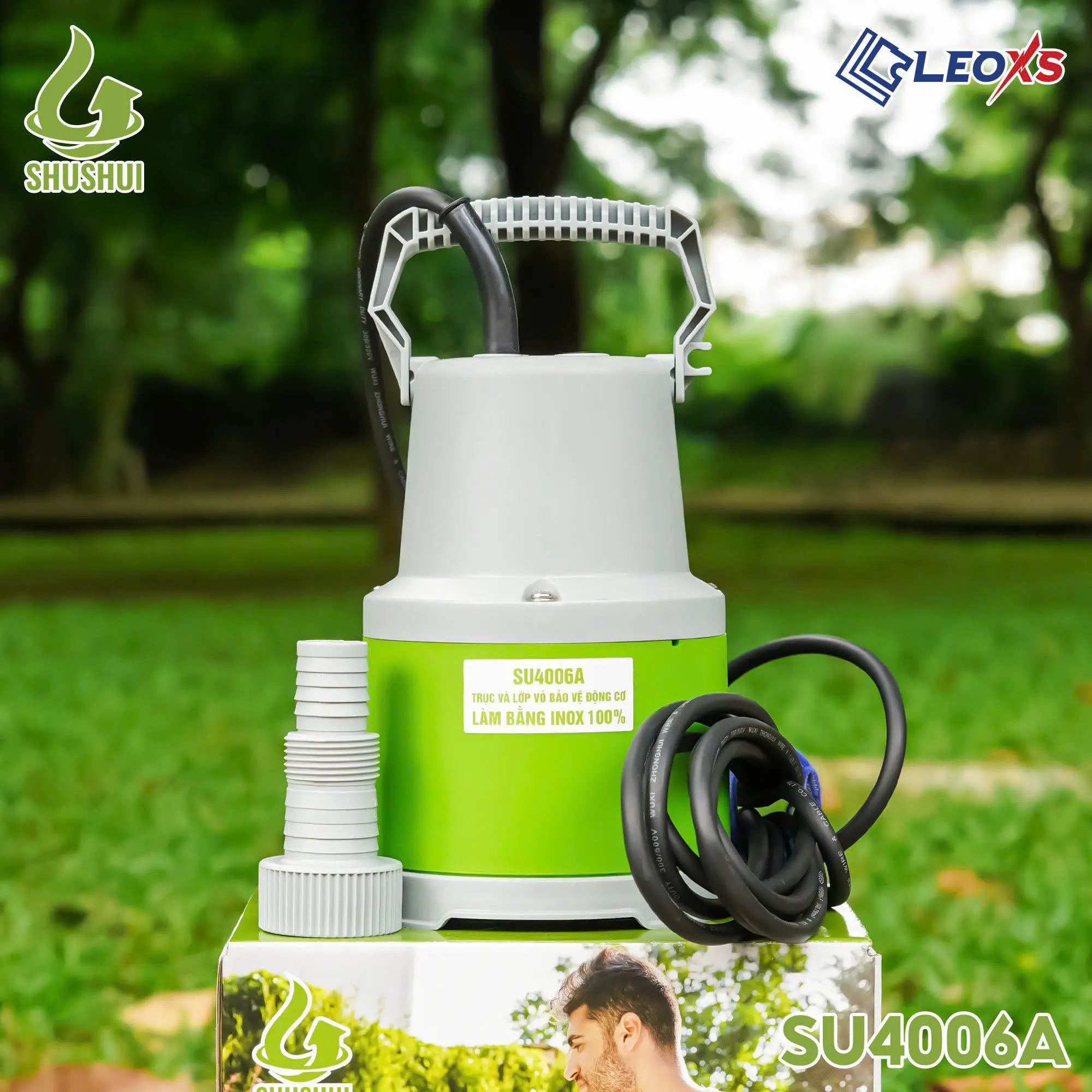 MÁY BƠM CHÌM 400W NHỰA MINI NƯỚC SẠCH SU4006A CÓ TAY CẦM