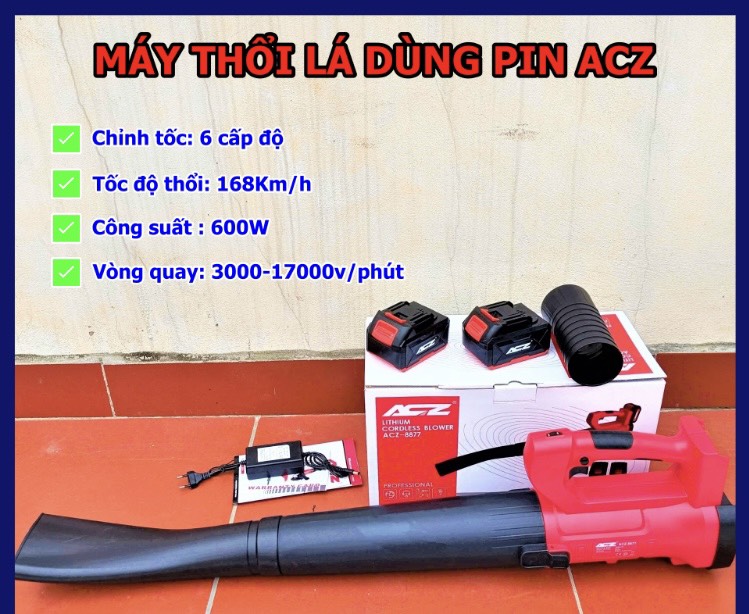 MÁY THỔI LÁ DÙNG PIN ACZ ACZ-8877 21V 5CELL CÓ CHỈNH TỐC