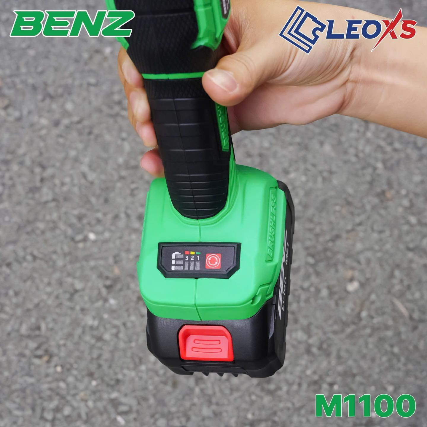 MÁY MÀI PIN MÔ TƠ KHÔNG CHỔI THAN BENZ M1100 CỠ ĐÁ 100MM 21V TỐC ĐỘ KHÔNG TẢI 9000V/P CHÂN PIN PHỔ THÔNG TRỌN BỘ PIN SẠC