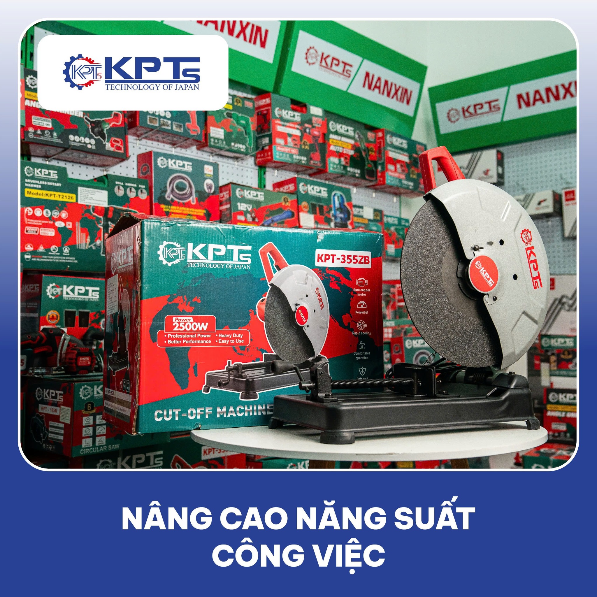 Máy Cắt Sắt KPTs KPT-355ZB 355mm 2500W Chính Hãng, Tốc Độ 3900 V/P Cắt Khỏe Ít Rung