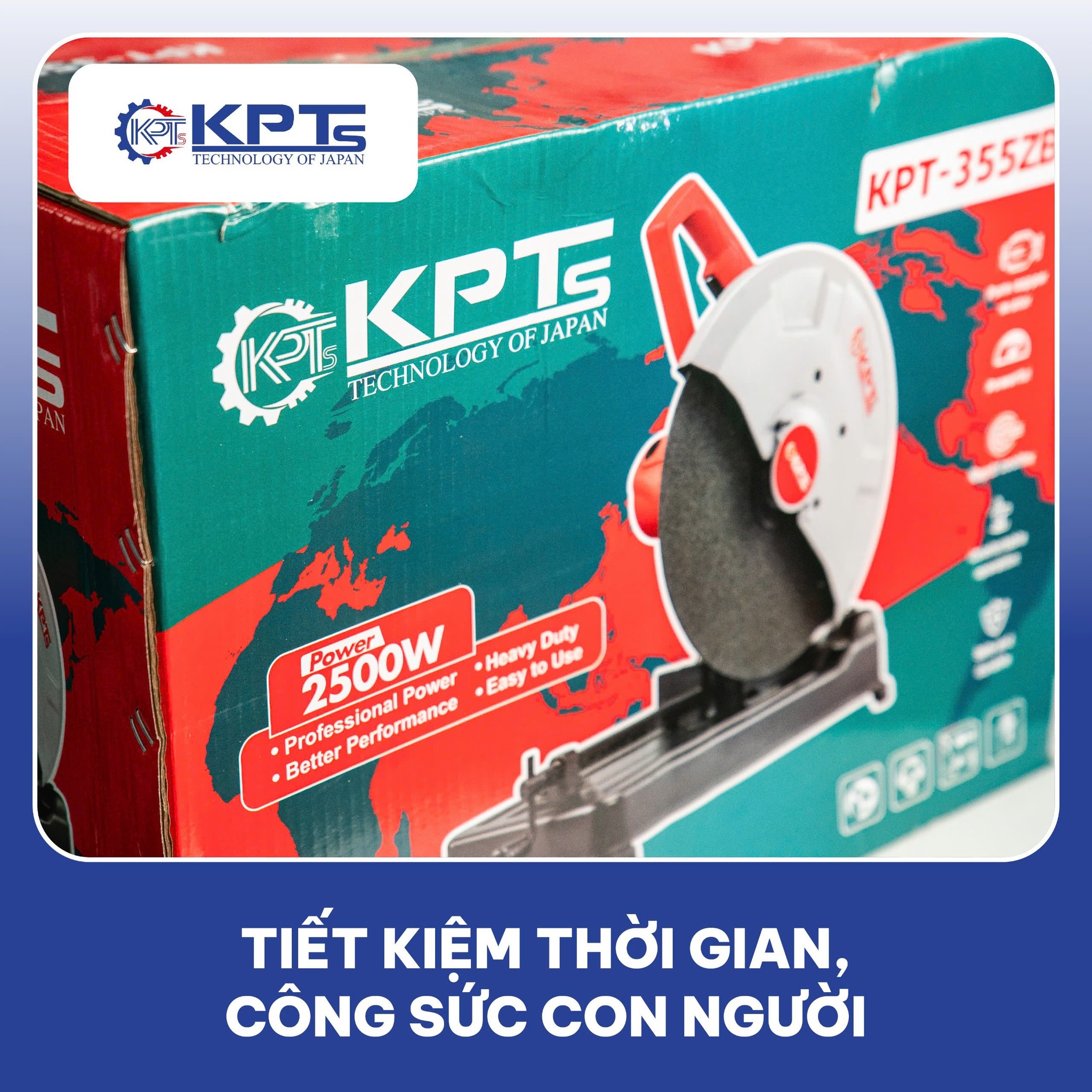 Máy Cắt Sắt KPTs KPT-355ZB 355mm 2500W Chính Hãng, Tốc Độ 3900 V/P Cắt Khỏe Ít Rung