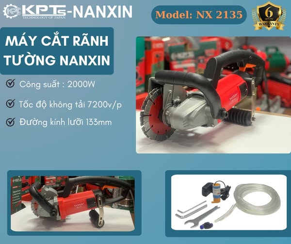 Máy Cắt Tường 2 Lưỡi NANXIN NX-2135 2000W Lưỡi 133MM Tốc Độ 7200R/MIN Máy Cắt Rãnh Tường Điện Nước