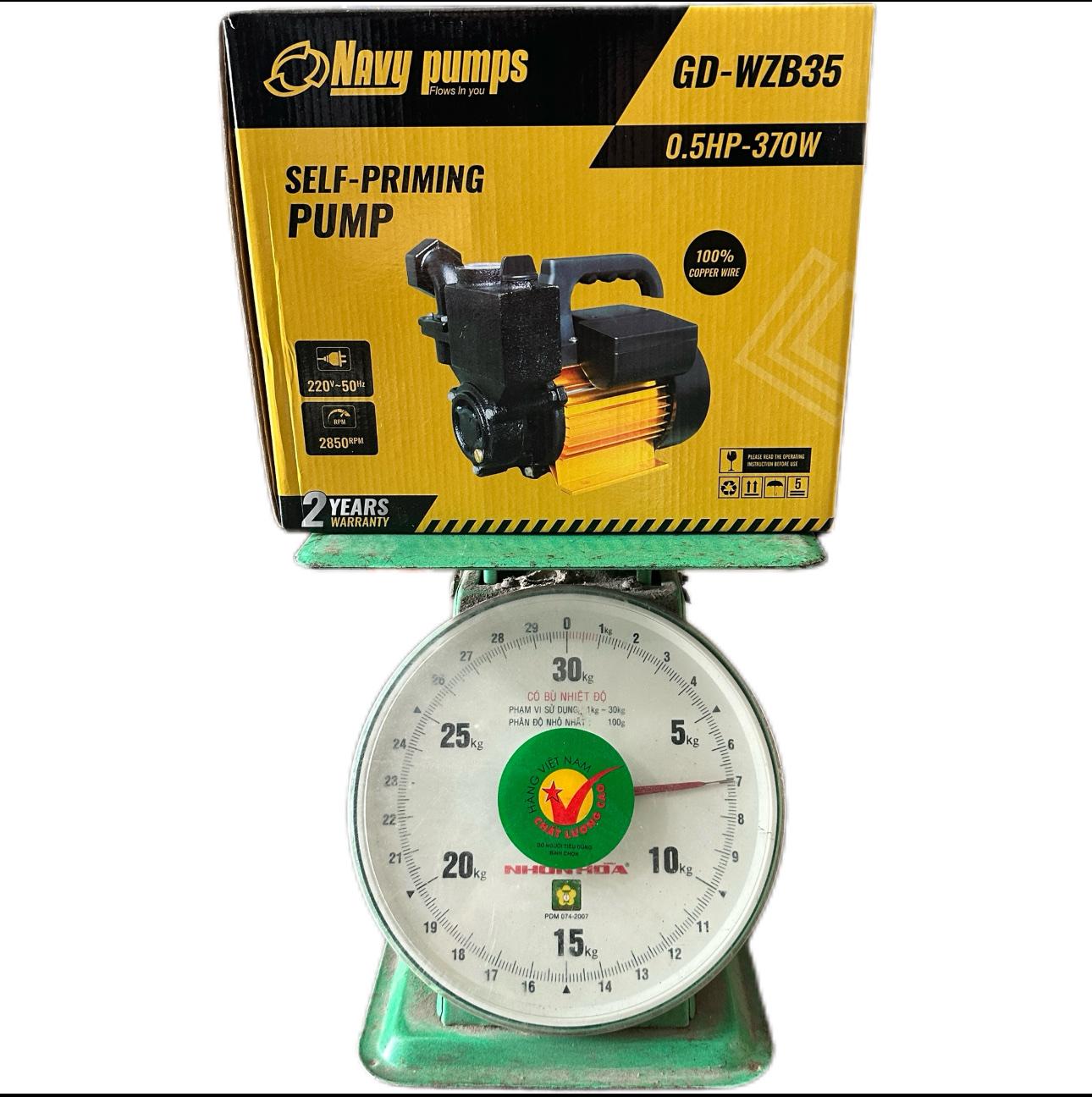 Điện Máy Minh Thành HD - Máy Bơm Nước Chân Không 375w - 220v Hút Sâu 8m Đẩy Cao 38m Hút Xả 34/34 Lưu Lượng 35 l/min Cánh Đồng Cốt Inox 304 Thương Hiệu NAVY Dây Đồng Bảo hành 24 tháng