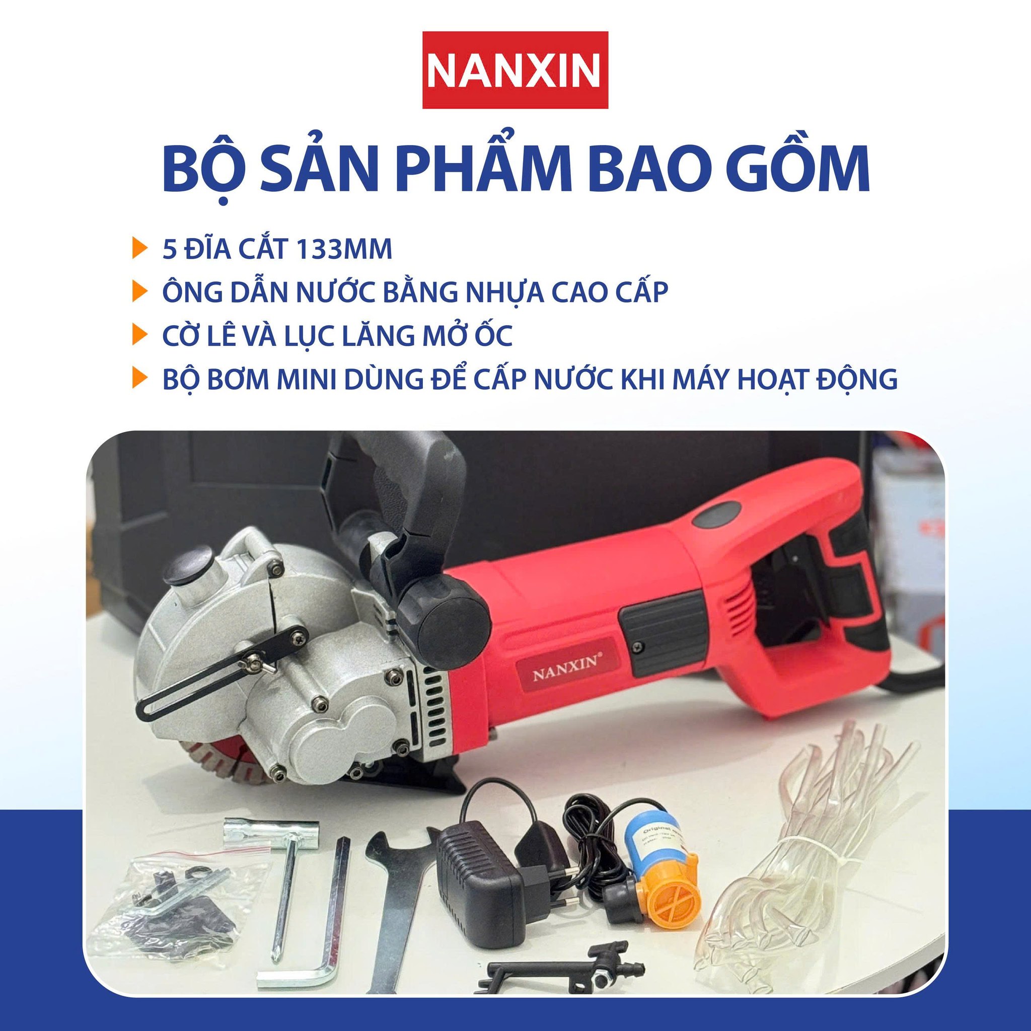 Máy Cắt Tường 5 Lưỡi NANXIN NX-5135 5200W Lưỡi 133MM Tốc Độ 7000V/P Chuyên Cắt Rãnh Tường