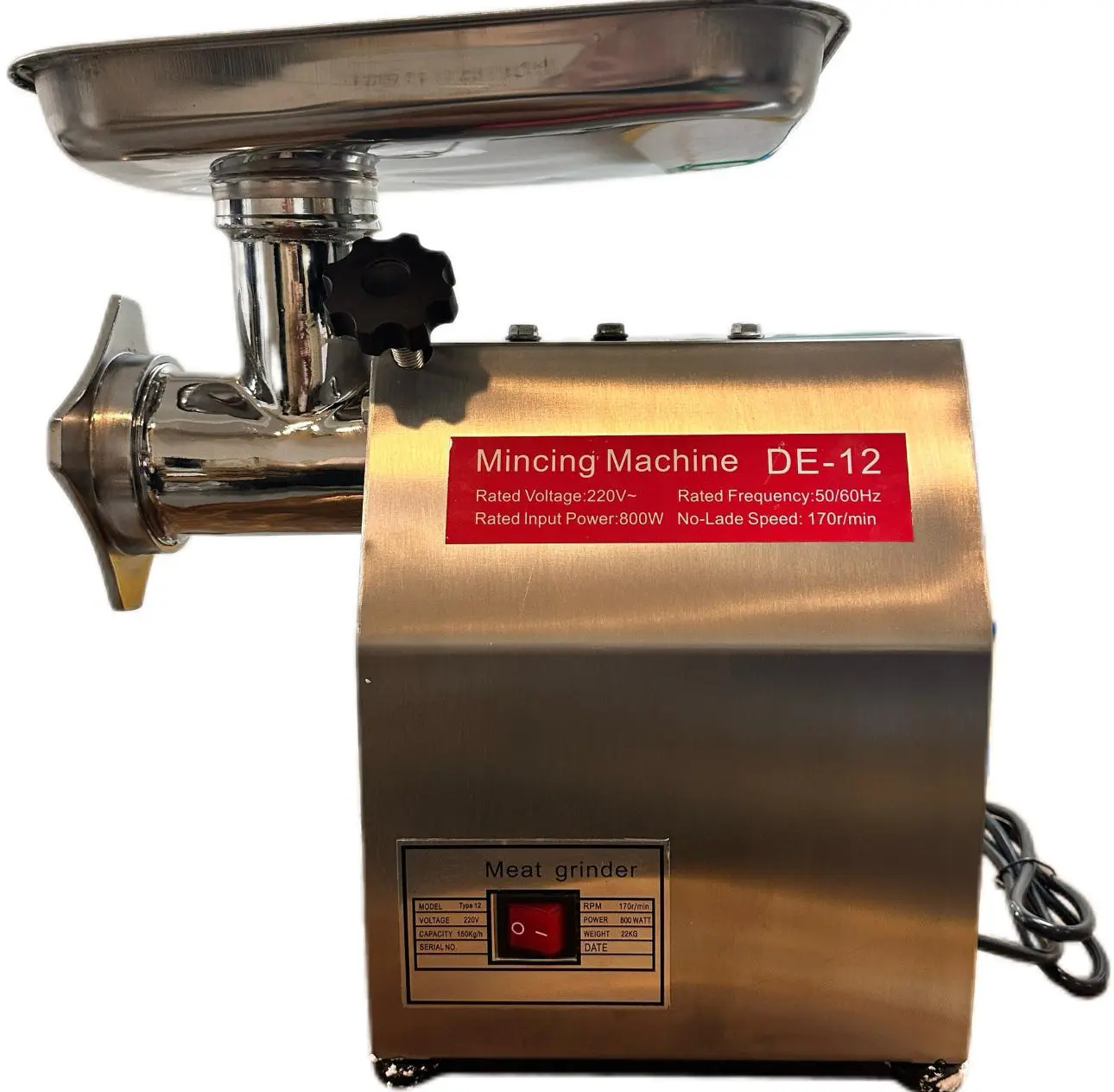 Máy Xay Thịt Đùn Số 12 DELI 800W Công Nghiệp Dây Đồng Năng Suất 150kg/h Chuyên Xay Thịt, Làm Xúc Xích