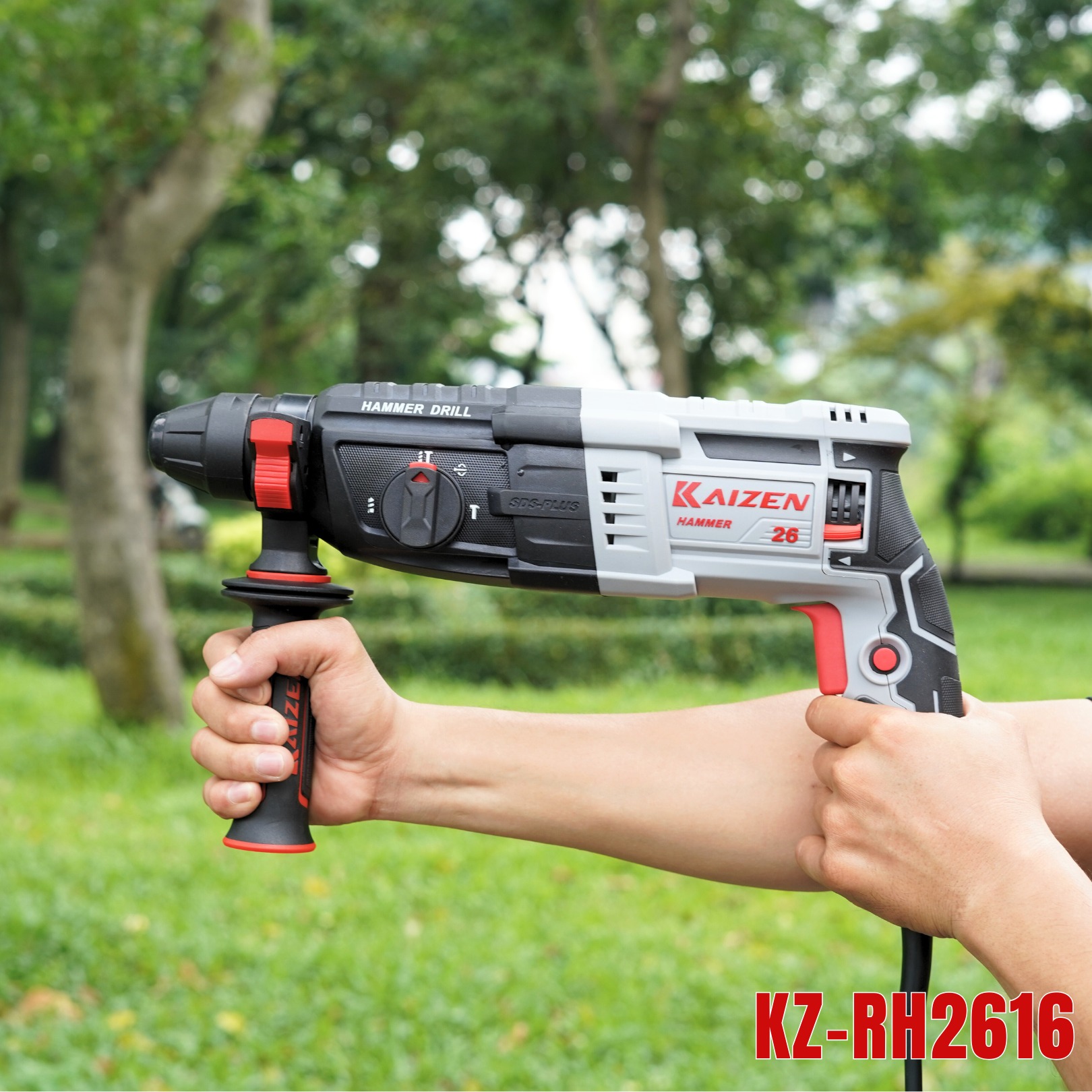 Máy Khoan Bê Tông 3 Chức Năng KAIZEN KZ-RH2616 1010W Khoan Đục 26MM Lực Đập 2.8J Có Đèn Led Chuyên Công Trình