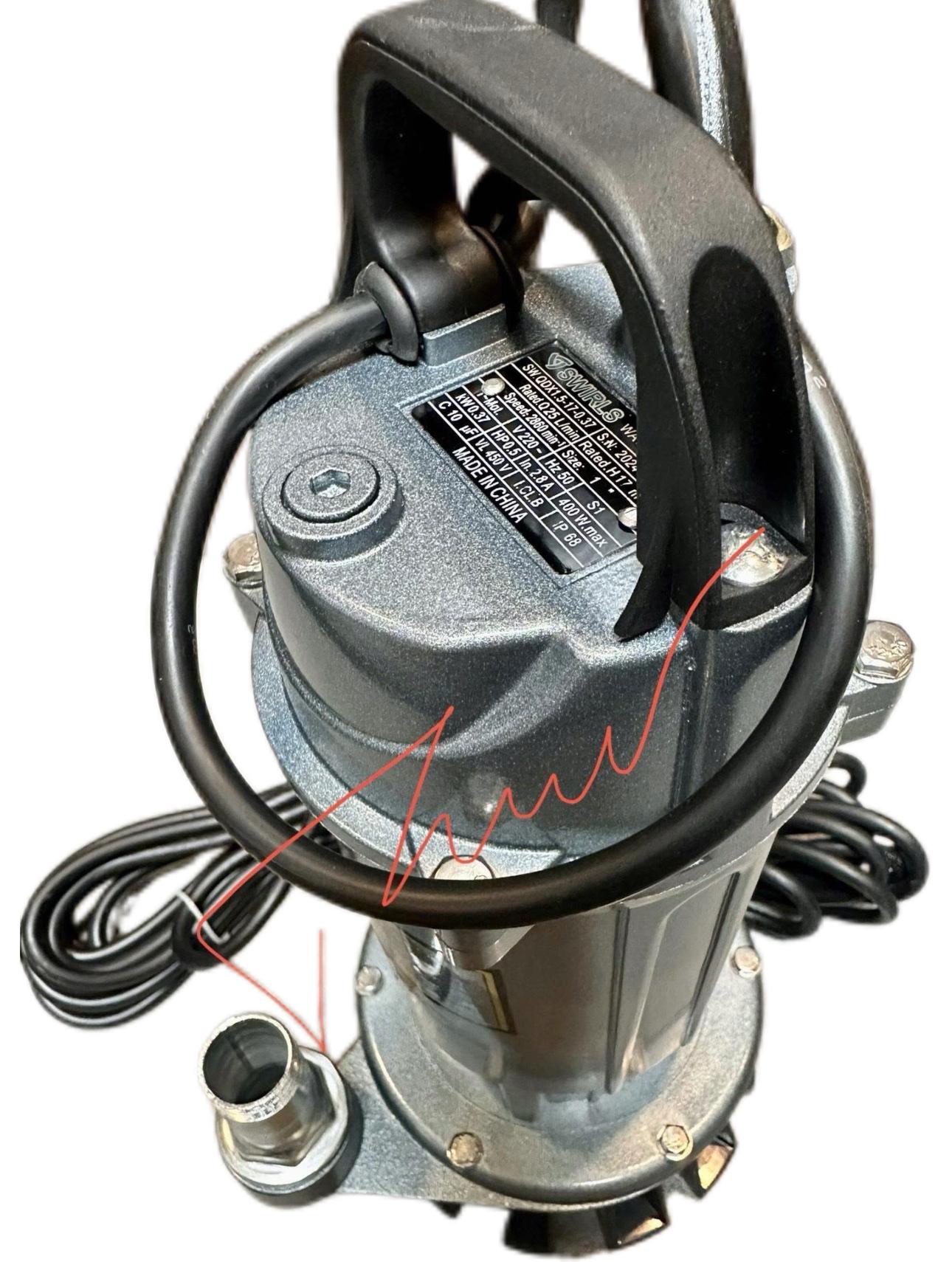Điện Máy Minh Thành HD - Máy Bơm Chìm 370w - 220v Lưu lượng 25 l/min Ống Xả (Φ ) 25  Cột áp 14m Cánh Nhôm Cốt Hợp Kim Thương Hiệu SWIRLS Dây Đồng Bảo Hành 12 Tháng