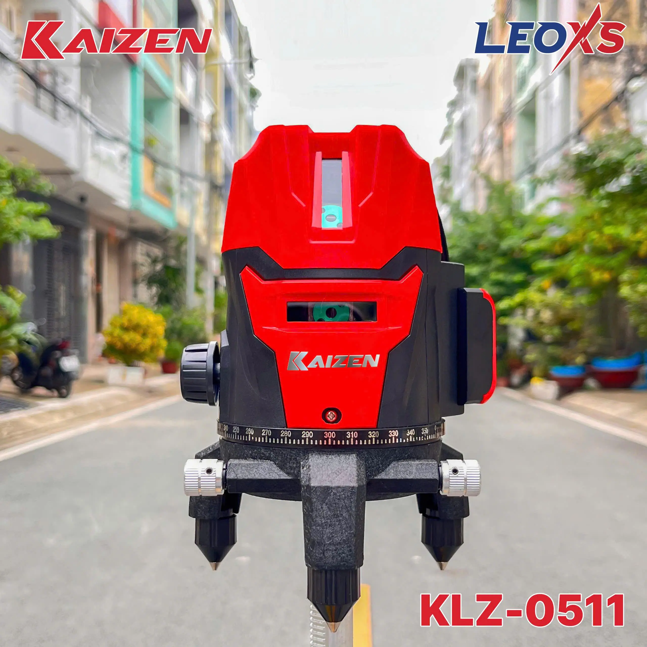 MÁY CÂN BẰNG LASER KAIZEN MÁY BẮN CỐT 5 TIA XANH LÁ KLZ-0511 CÓ REMOTE CHỈNH TIA ĐẬM NHẠT PHẠM VI LÀM VIỆC 50 ĐẾN 100M SAI SỐ ± 1MM PHẠM VI 7M CHỐNG VA ĐẬP CHỐNG NƯỚC IPX54
