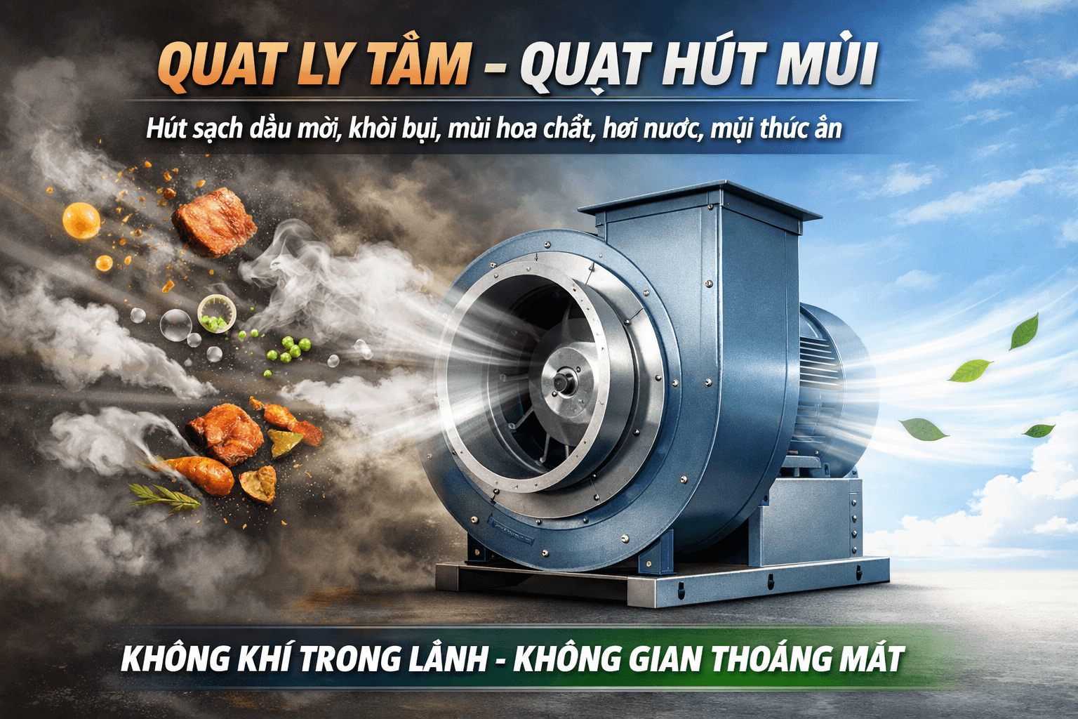 QUẠT SÊN LY TÂM CÔNG SUẤT 1100W - 380V CÁNH NAN - LỒNG SÓC