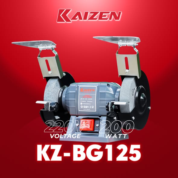Máy Mài 2 Đá KAIZEN KZ-BG125 125mm 220V – Tốc Độ Chậm Chống Rung, Độ Chính Xác Cao