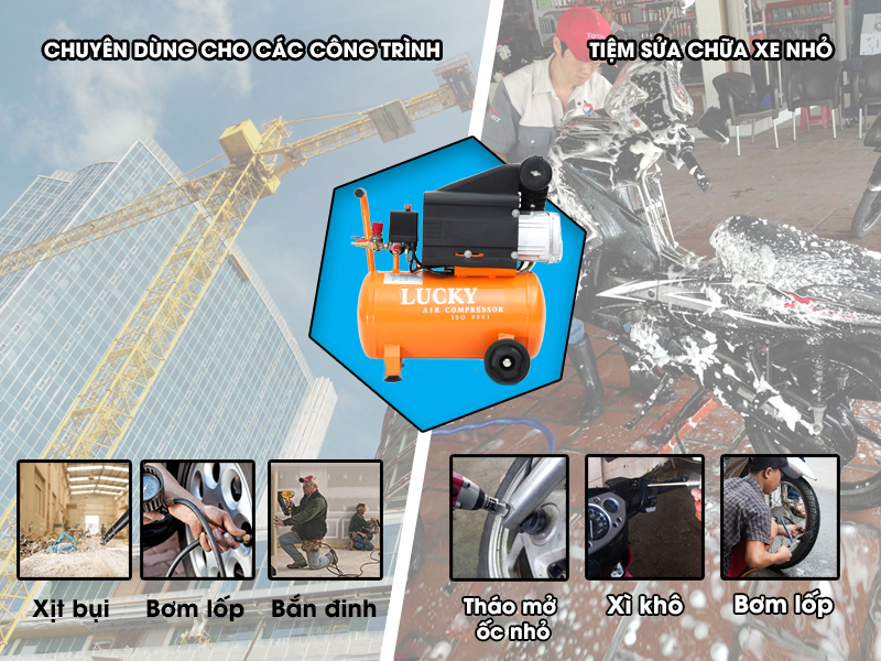 MÁY NÉN KHÍ CÓ DẦU LUCKY H24L 2HP 24L ISO 9001