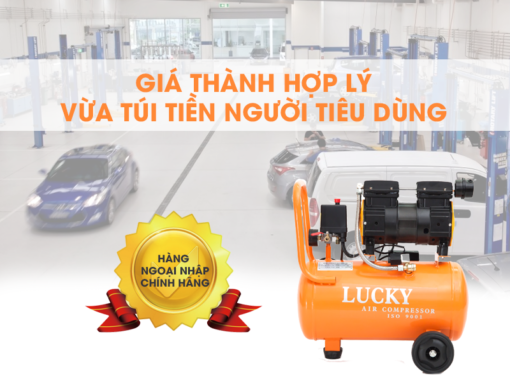 Máy Nén Khí Lucky K24L Không Dầu 24L Siêu Êm Máy Bơm Hơi Khí Nén Sạch 8Kg