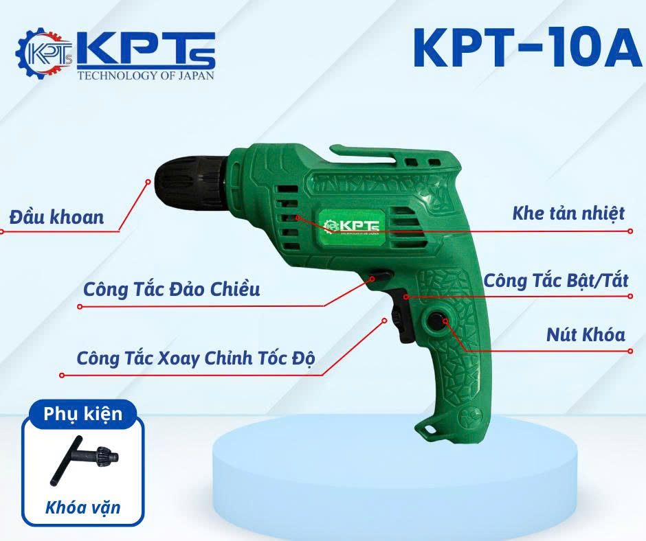 Máy Khoan Cầm Tay KPTs KPT-10A 710W Đầu 10mm Chuyên Bắt Vít Khoan Gỗ Khoan Sắt