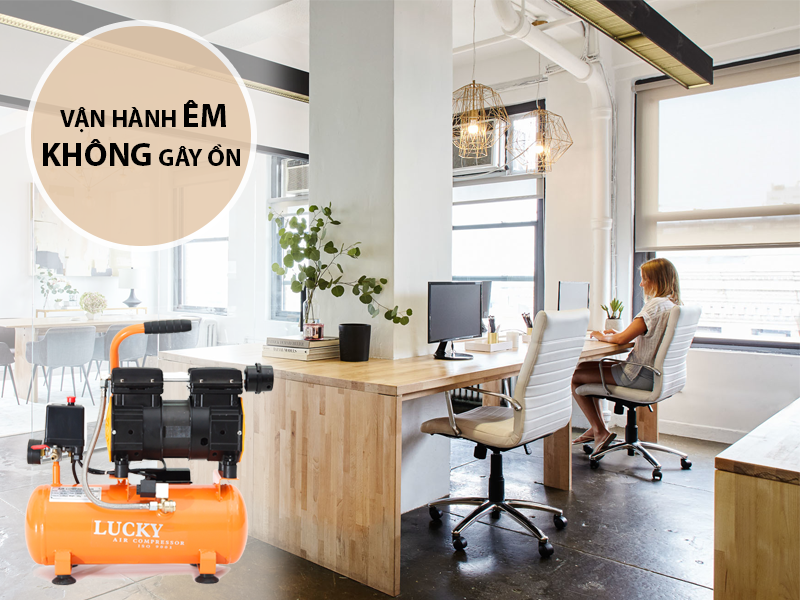 MÁY NÉN KHÍ SẠCH 15L MÁY NÉN KHÍ KHÔNG DẦU LUCKY H15L 1/2HP 15L ISO 9001