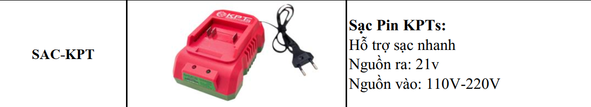 Đế Sạc Pin 21V KPTs KPT-2120 Chân M21 Sạc Nhanh Tự Ngắt Dùng Pin Phổ Thông