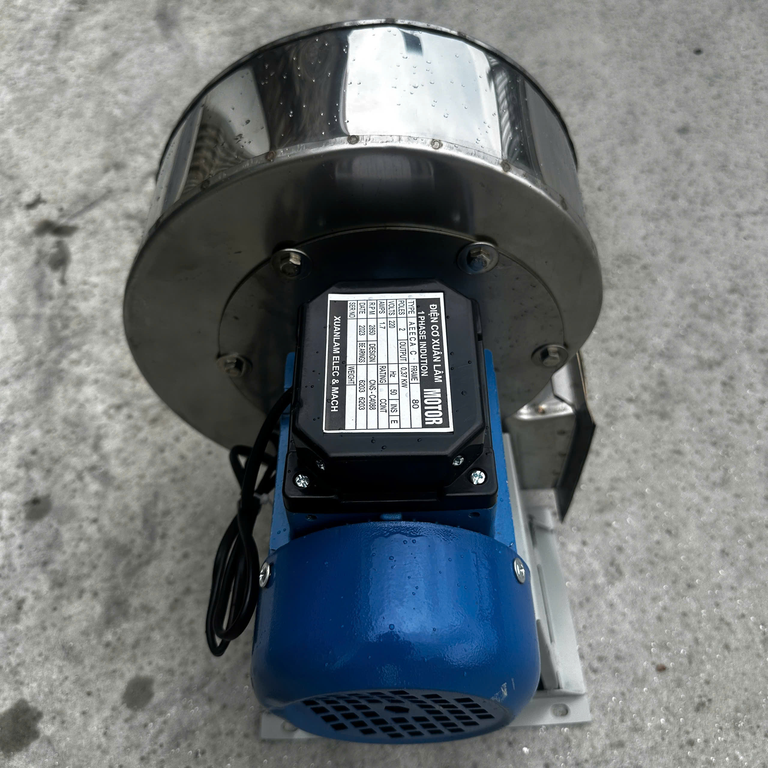 Quạt Sên Ly Tâm Quạt Hút 370W 220V Cánh Lồng Sóc Inox 304 Hút Khói Hút Mùi