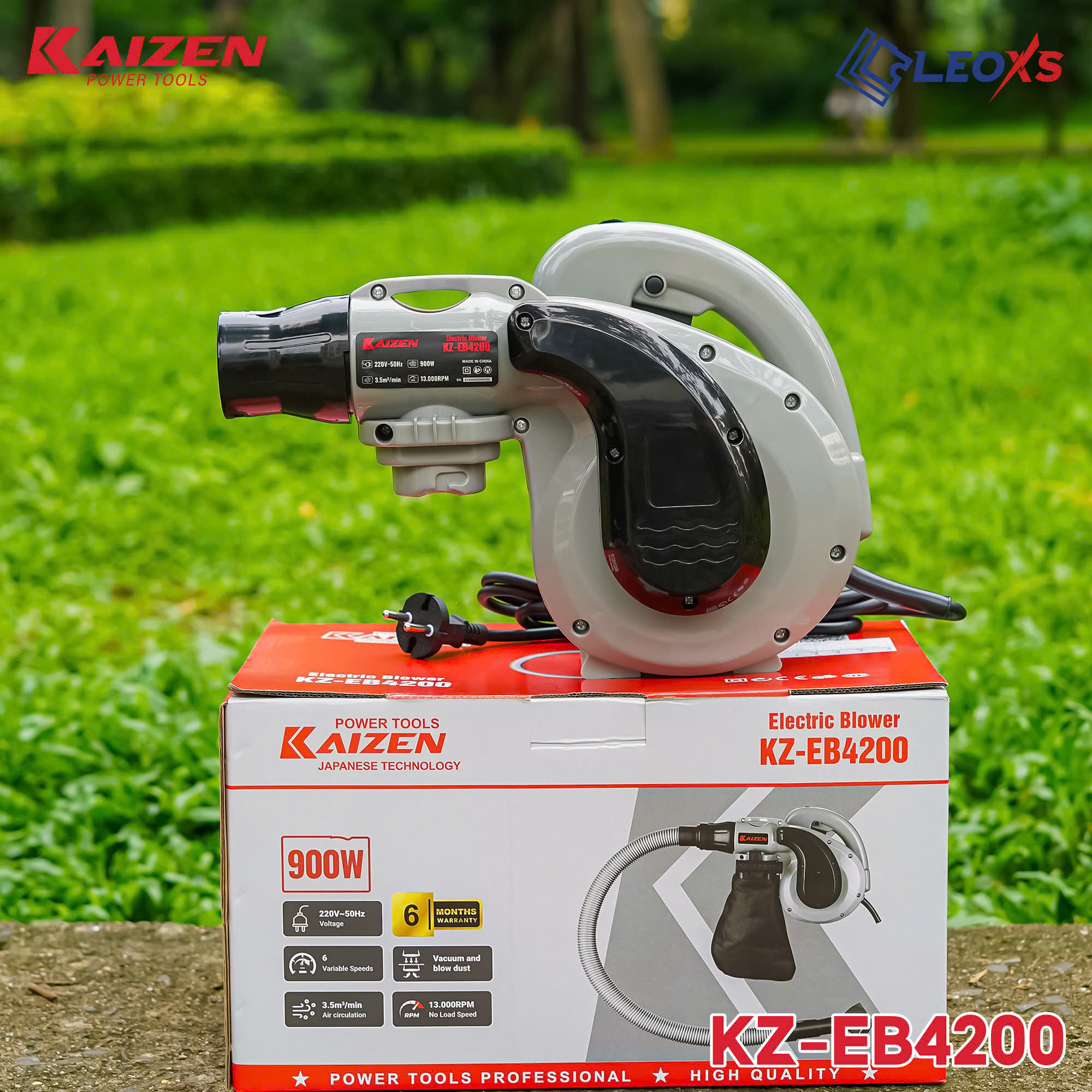 Máy Thổi Bụi Hút Bụi 2 Chiều KAIZEN KZ-EB4200 900W 220V Thổi Lá Vệ Sinh Ô Tô Máy Tính Tốc Độ 13000V/P