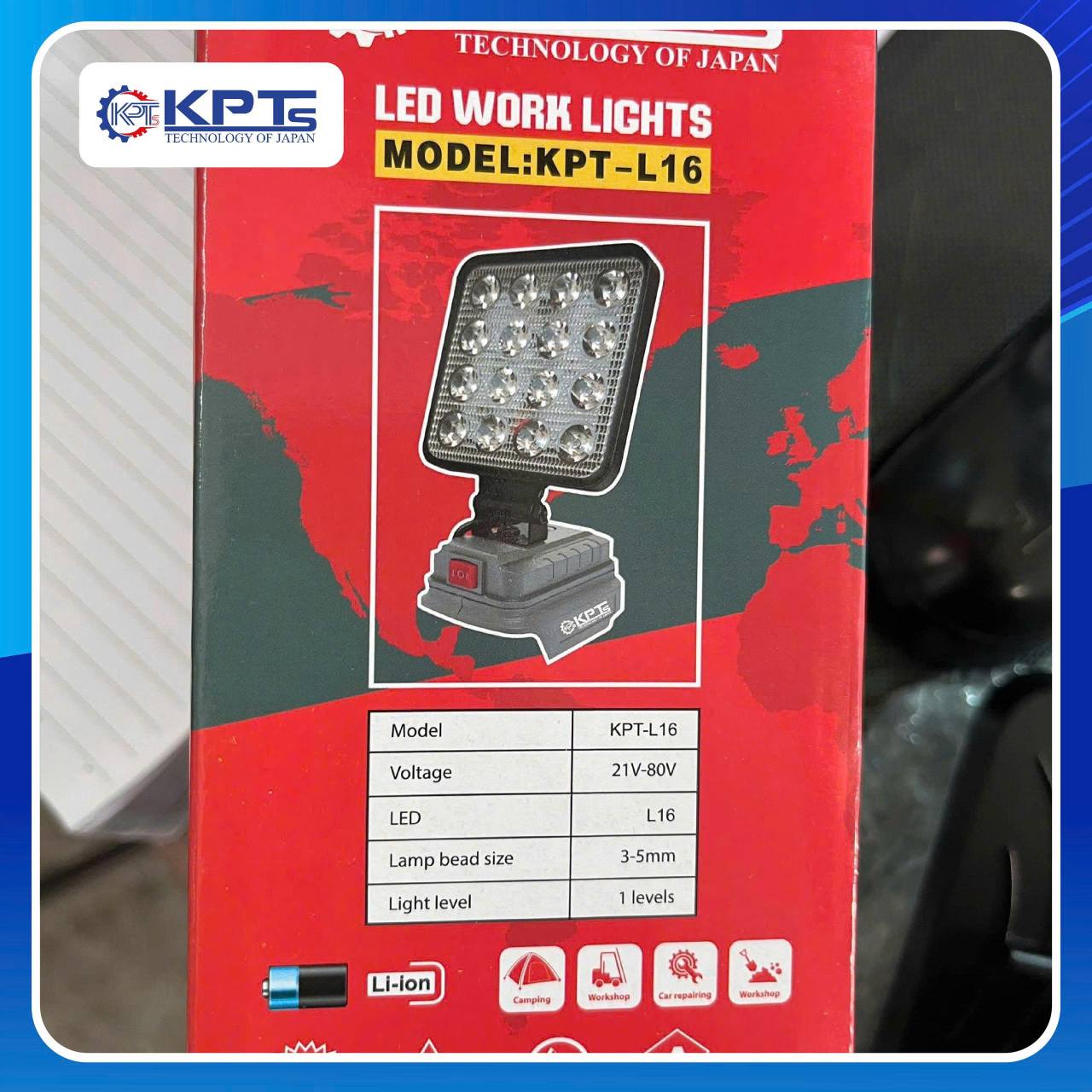 ĐÈN CÓ SẠC THÂN ĐÈN DÙNG CHÂN PIN PHỔ THÔNG KHÔNG KÈM PIN KPTs KPT-L16 LOẠI 21V DÙNG CHO DÃ NGOẠI THỢ XÂY DỰNG VÀ DỰ PHÒNG KHI MẤT ĐIỆN