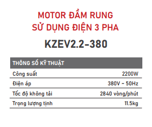 MÁY ĐẦM DÙI BÊ TÔNG ĐIỆN 3 PHA KAIZEN KZE2.2-380