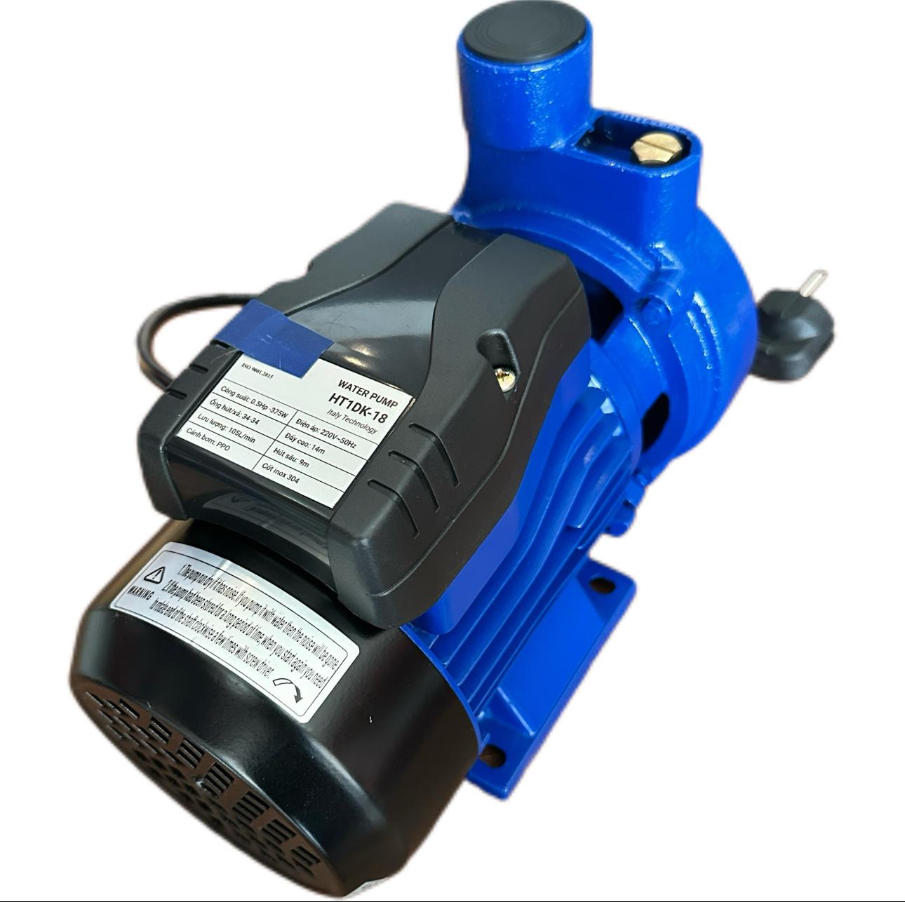 Điện Máy Minhh Thành HD - Máy Bơm Ly Tâm  375w - 220v Hút Sâu 8m Đẩy Cao 14m Hút Xả 34/34 Lưu Lượng 105 l/min Cánh PPO Cốt Inox304 Thương Hiệu HTC Dây Đồng Bảo Hành 12 tháng