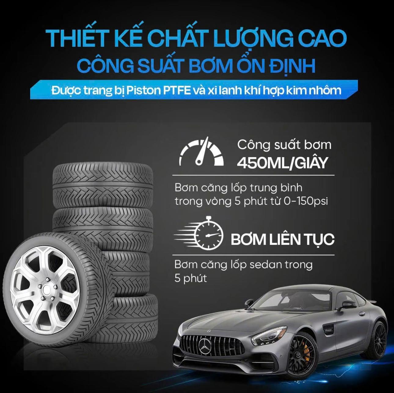 MÁY BƠM LỐP Ô TÔ ĐIỆN TỬ BƠM HƠI MINI TỰ NGẮT CHÍNH HÃNG OMINO