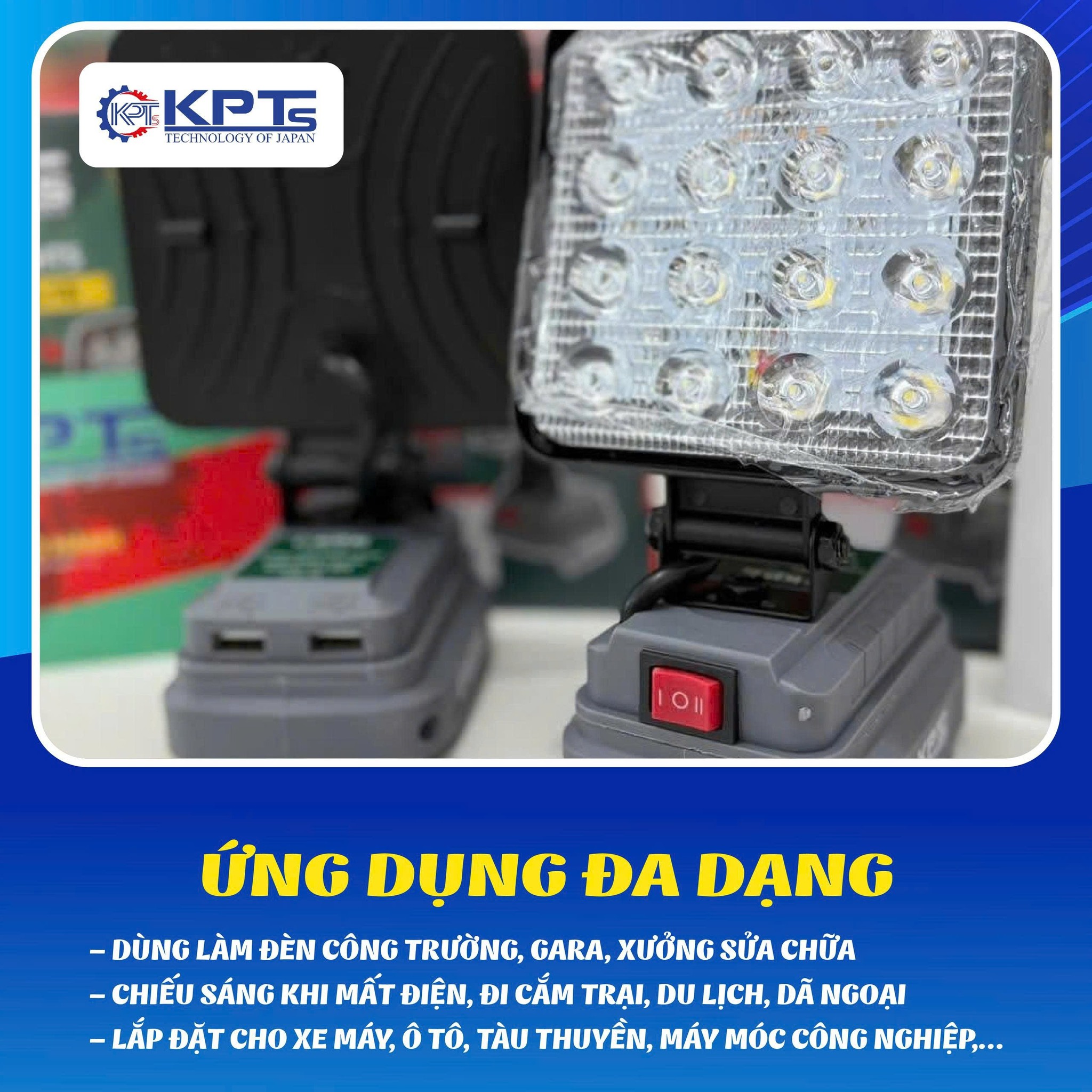 ĐÈN CÓ SẠC THÂN ĐÈN DÙNG CHÂN PIN PHỔ THÔNG KHÔNG KÈM PIN KPTs KPT-L16 LOẠI 21V DÙNG CHO DÃ NGOẠI THỢ XÂY DỰNG VÀ DỰ PHÒNG KHI MẤT ĐIỆN