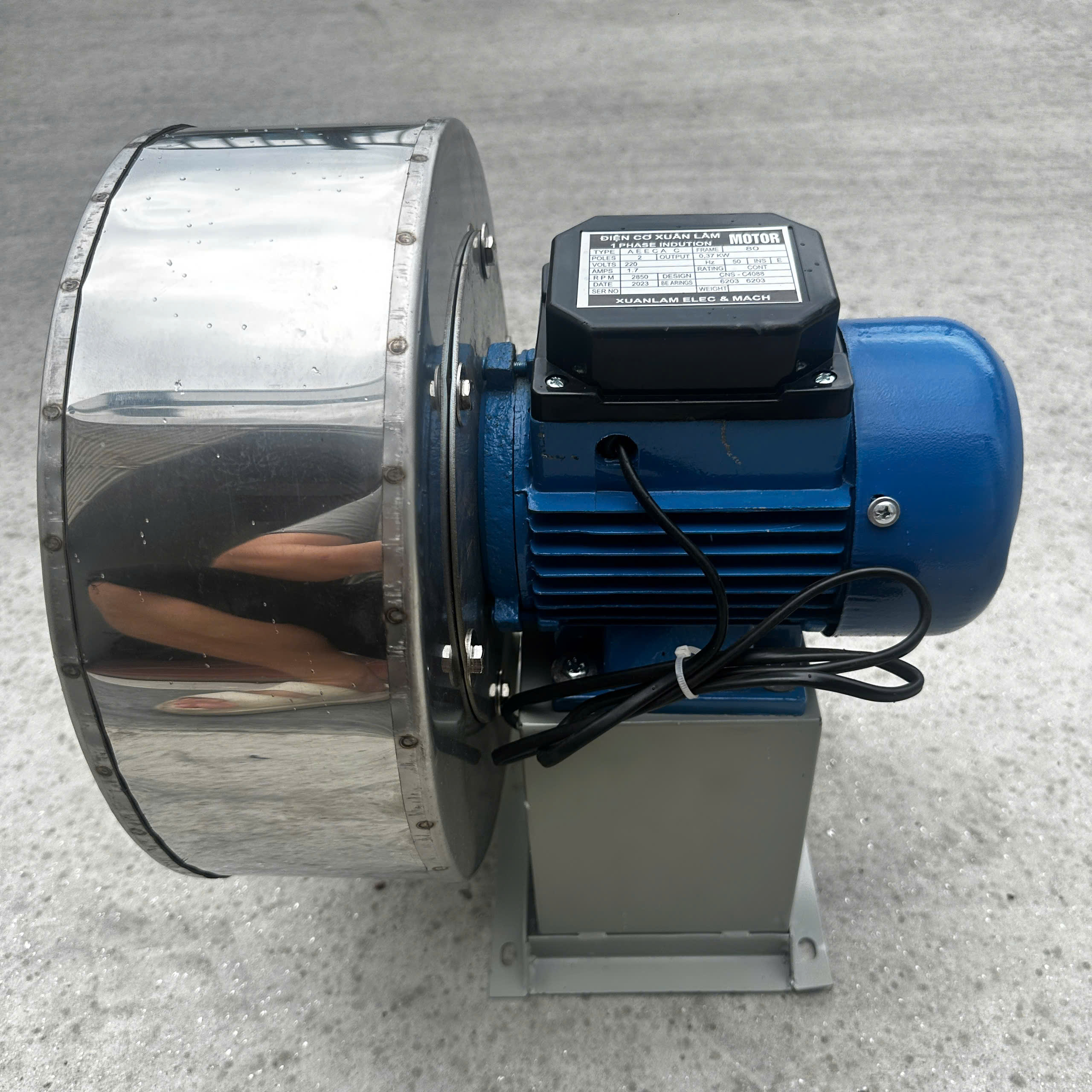 Quạt Sên Ly Tâm Quạt Hút 370W 220V Cánh Lồng Sóc Inox 304 Hút Khói Hút Mùi